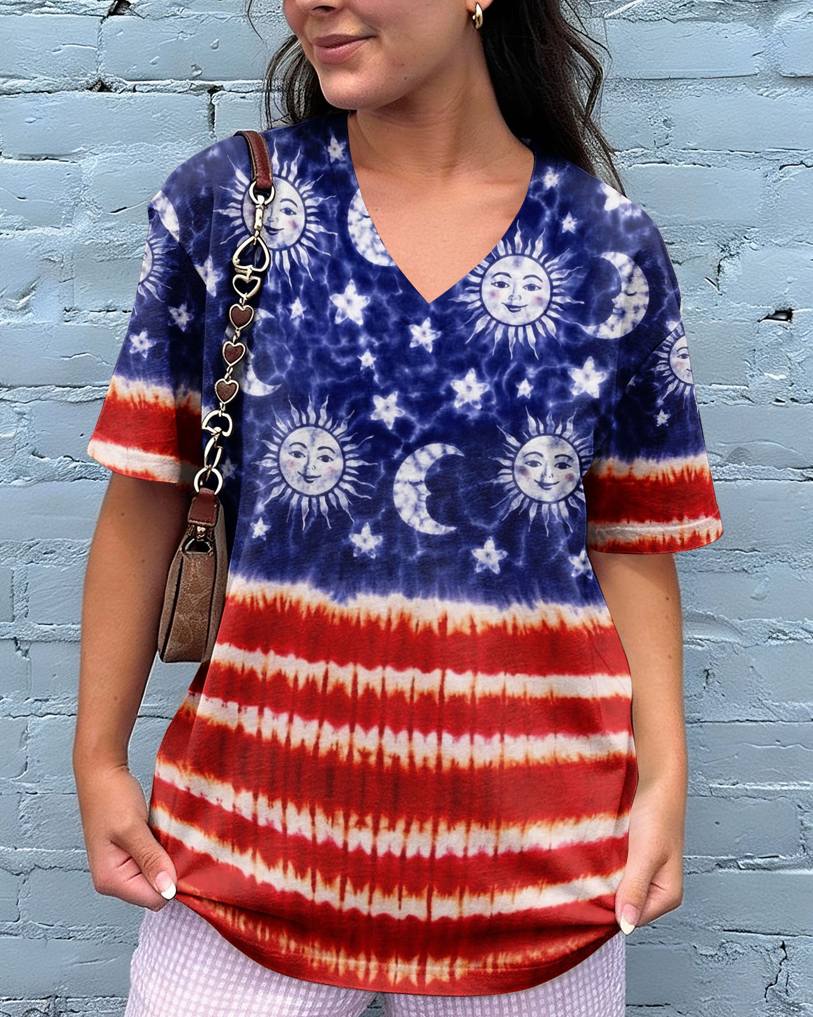 SUN MOON STARS RED WHITE & BLUE SWIRL ALL OVER PRINT - TLNO0104262