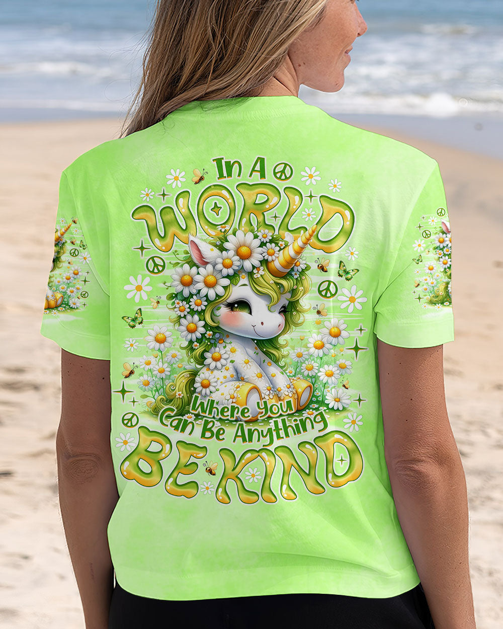 BE KIND UNICORN DAISIES ALL OVER PRINT - TLNO0107252
