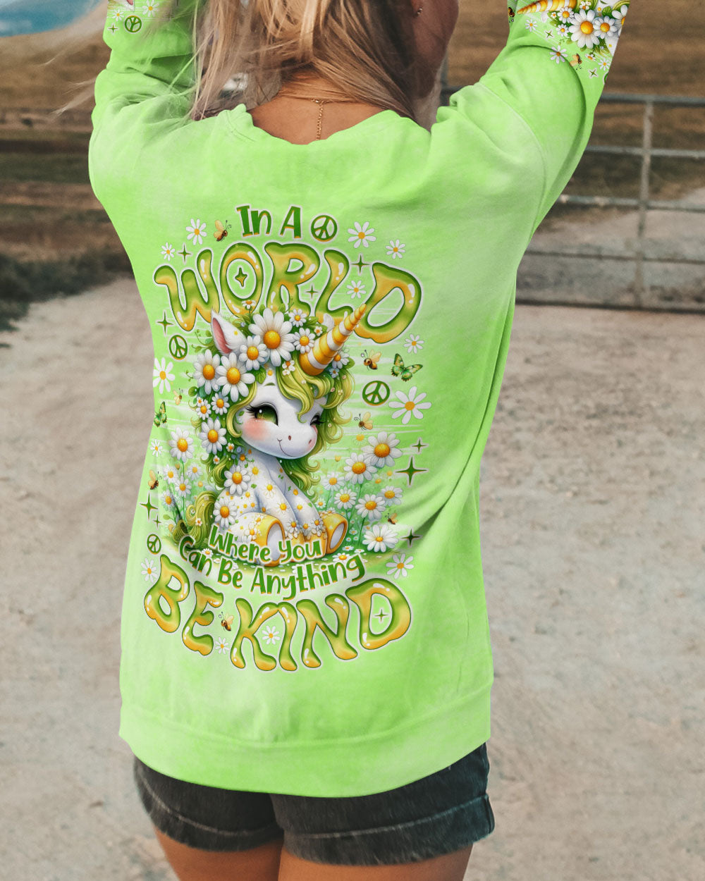 BE KIND UNICORN DAISIES ALL OVER PRINT - TLNO0107252