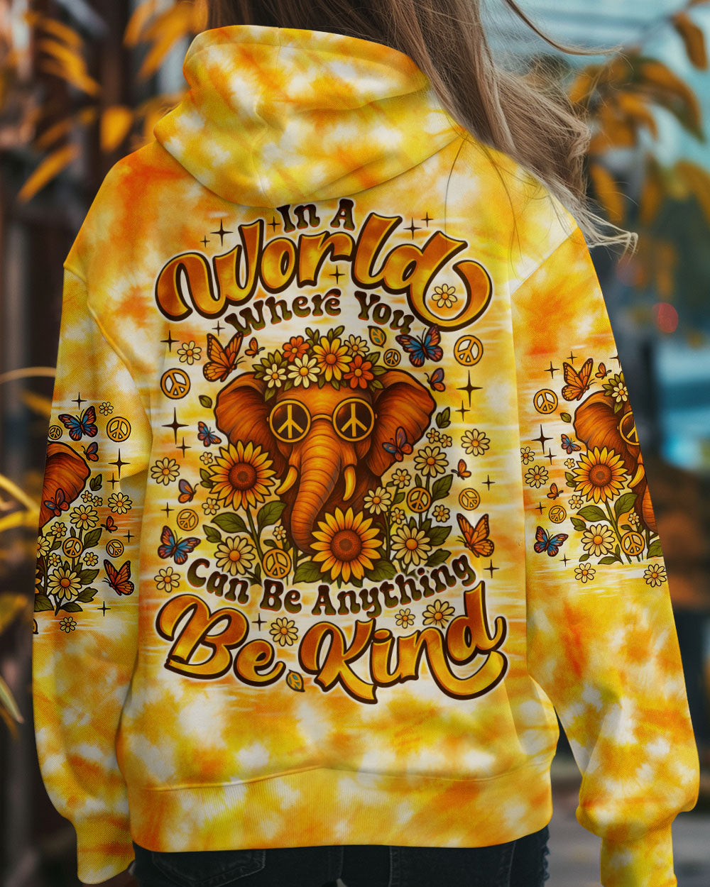 BE KIND ELEPHANT TIE DYE ALL OVER PRINT - TLNO0206252