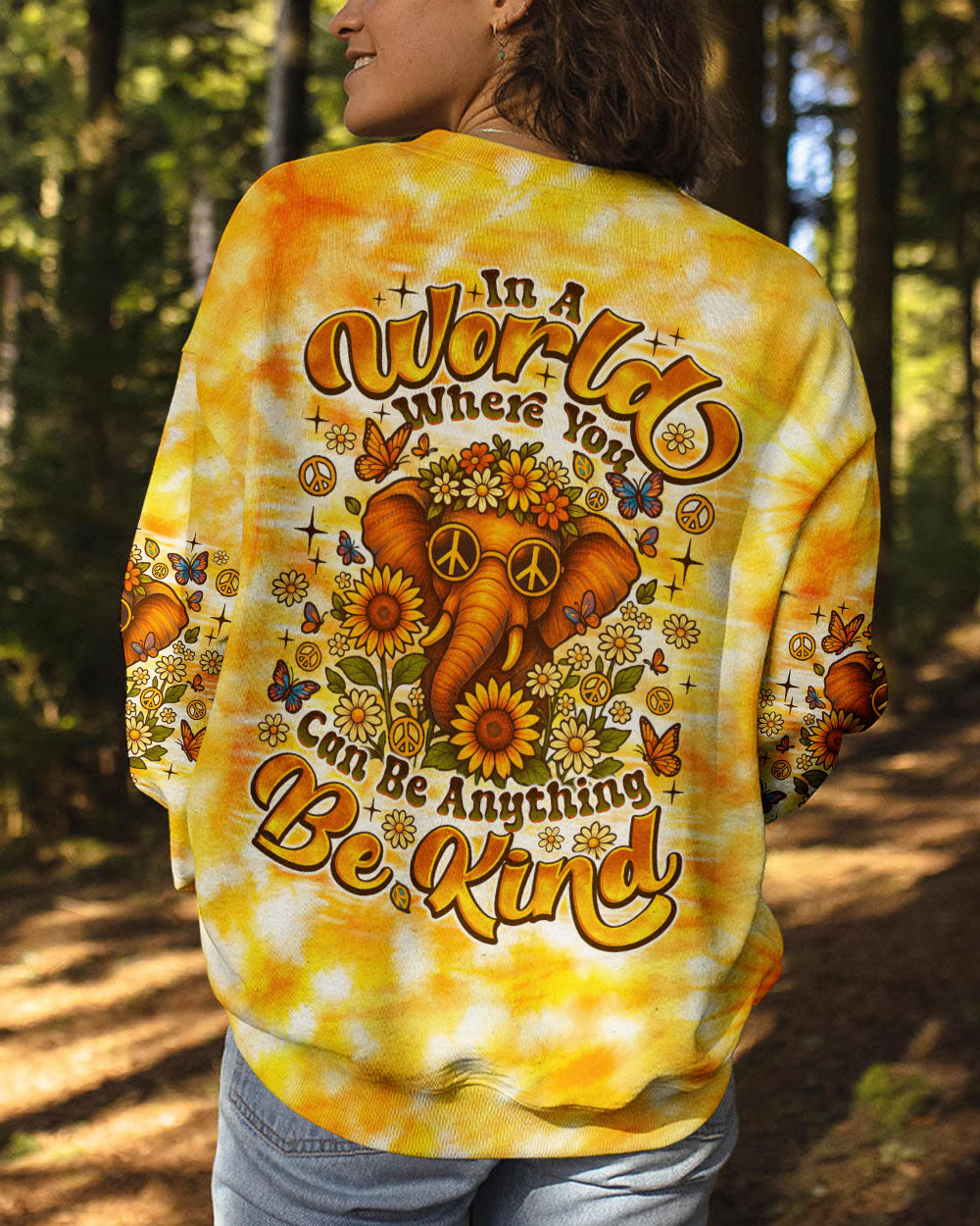 BE KIND ELEPHANT TIE DYE ALL OVER PRINT - TLNO0206252