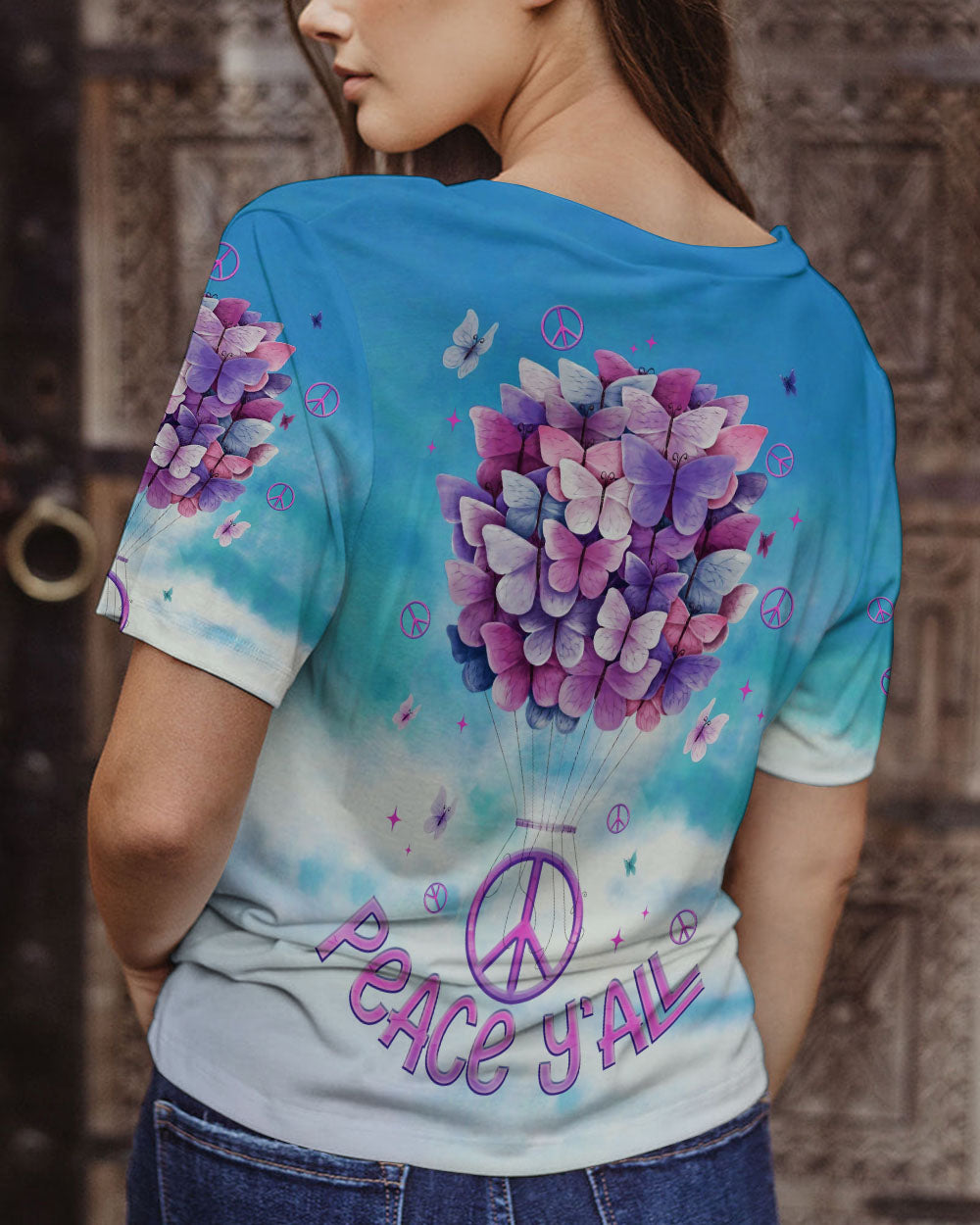 PEACE Y'ALL BUTTERFLY ALL OVER PRINT - TLNO0307231
