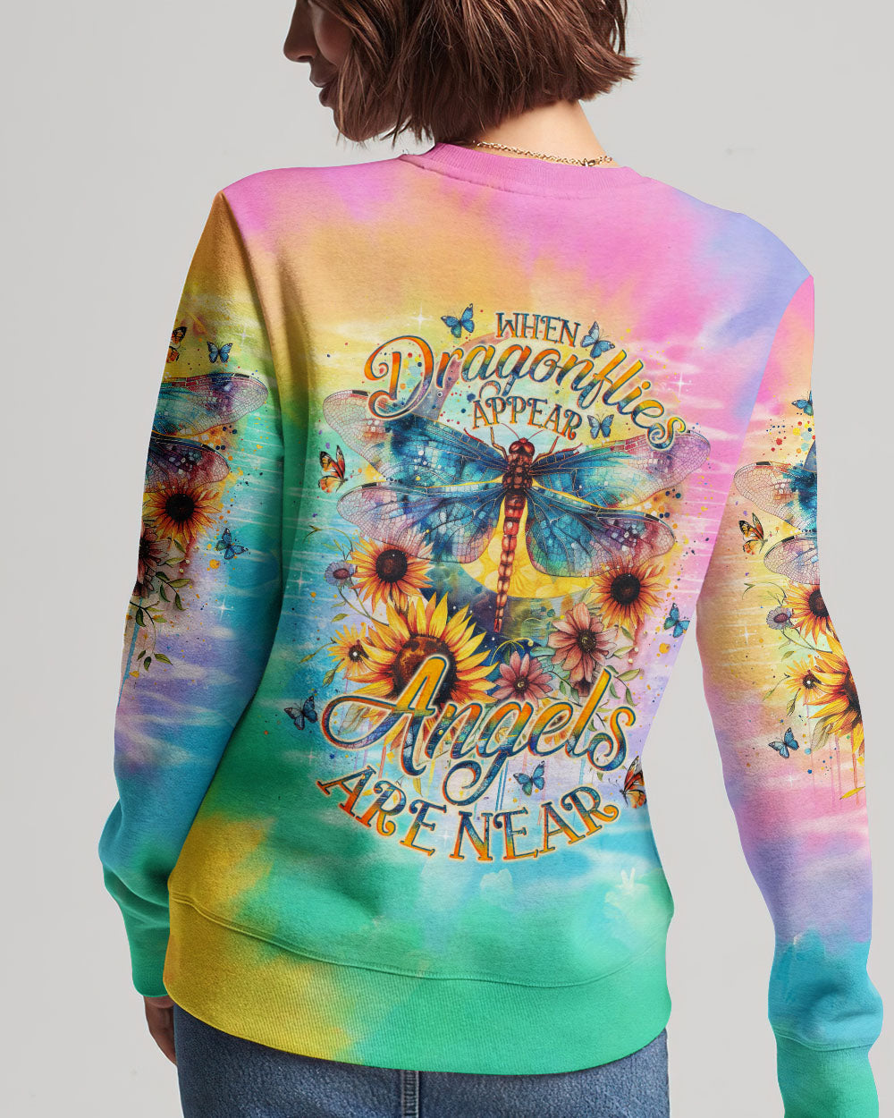 WHEN DRAGONFLIES APPEAR ANGELS ARE NEAR ALL OVER PRINT - TLNO0403243