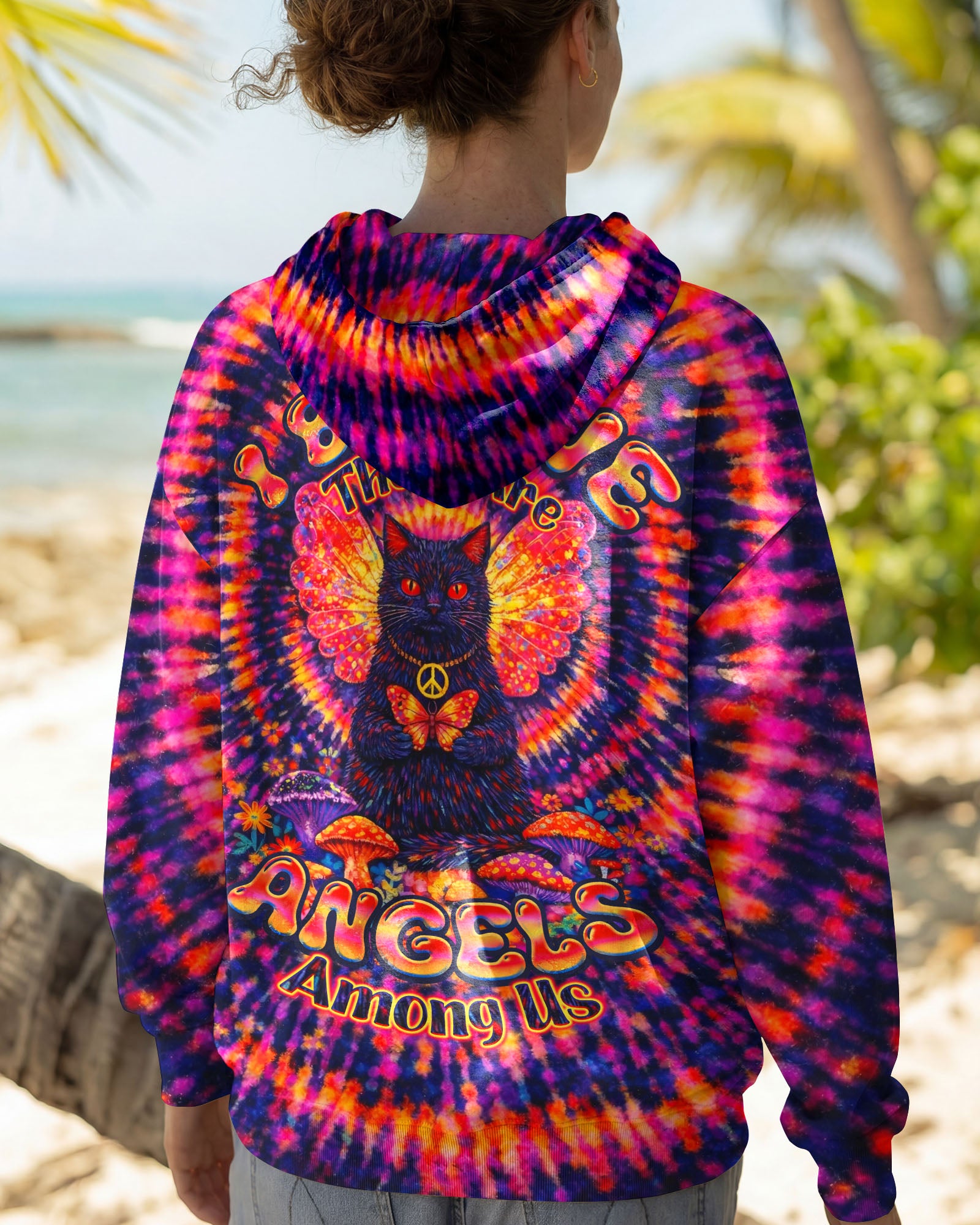 I BELIEVE THERE ARE ANGELS AMONG US CAT SWIRL ALL OVER PRINT - TLNO0403261