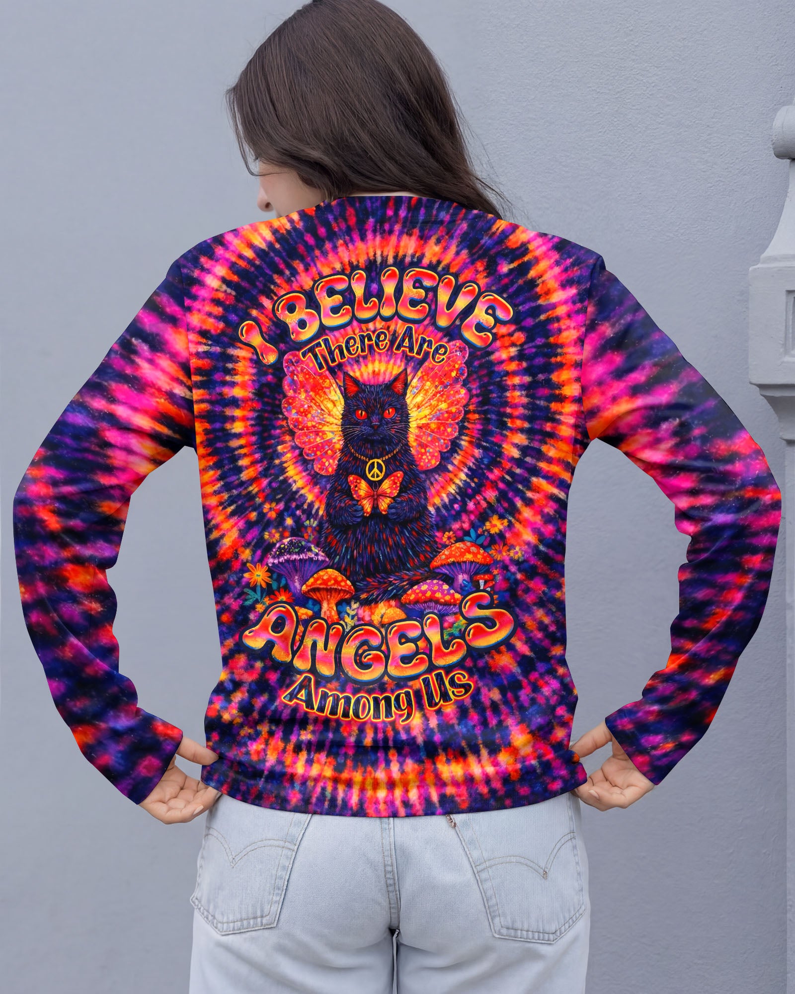 I BELIEVE THERE ARE ANGELS AMONG US CAT SWIRL ALL OVER PRINT - TLNO0403261