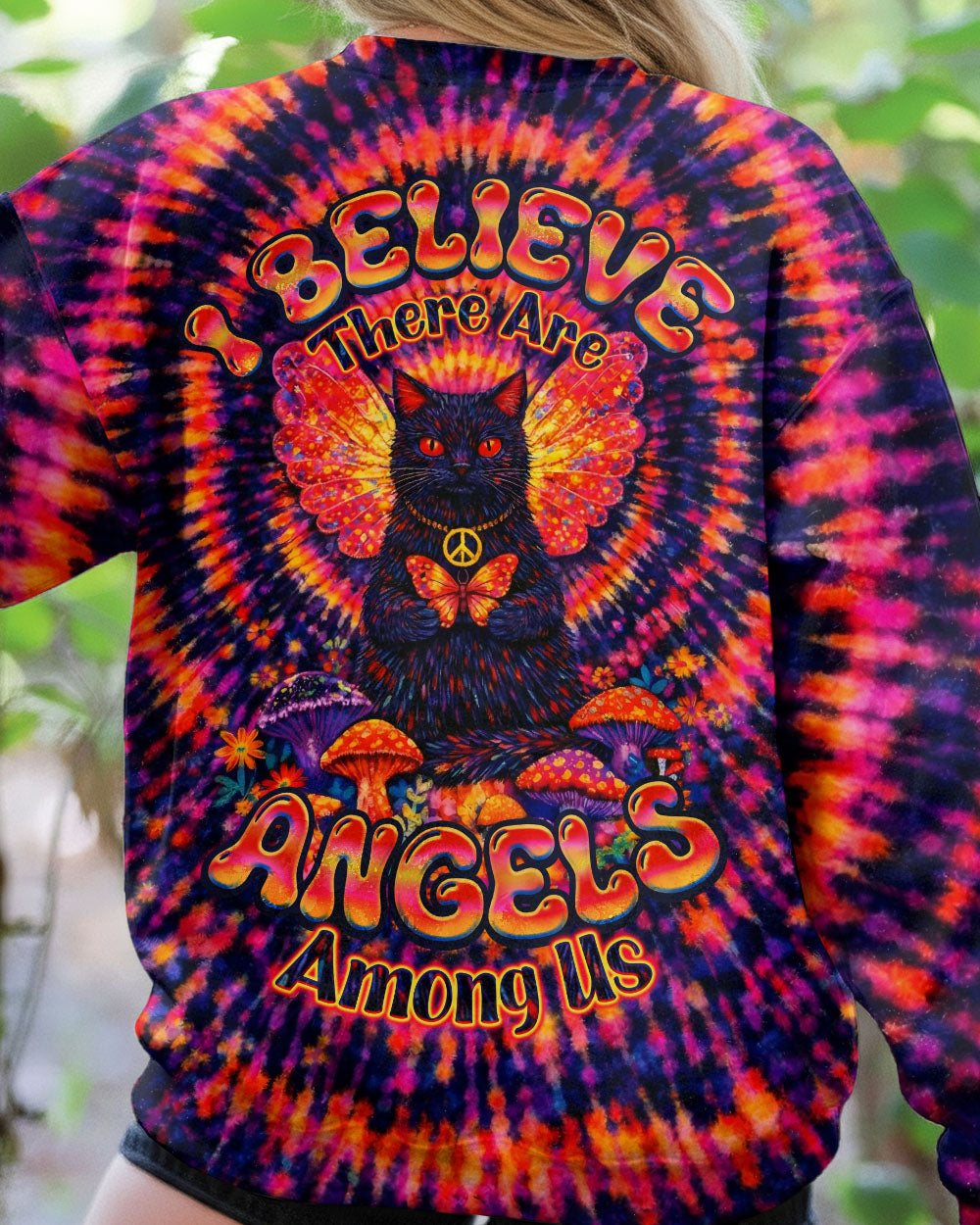 I BELIEVE THERE ARE ANGELS AMONG US CAT SWIRL ALL OVER PRINT - TLNO0403261