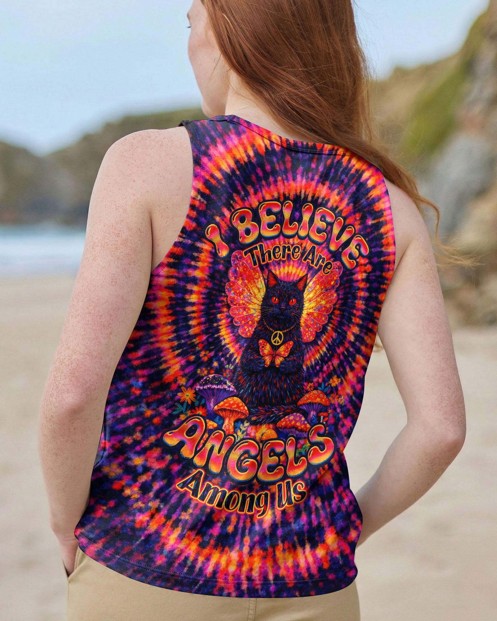 I BELIEVE THERE ARE ANGELS AMONG US CAT SWIRL ALL OVER PRINT - TLNO0403261