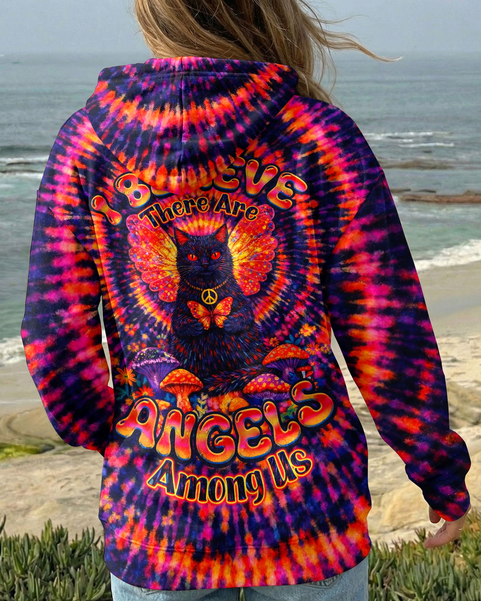 I BELIEVE THERE ARE ANGELS AMONG US CAT SWIRL ALL OVER PRINT - TLNO0403261