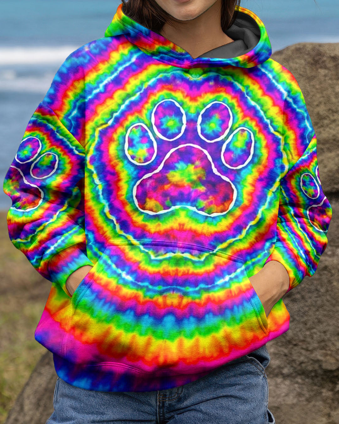 PAW PRINT COLORFUL SWIRL ALL OVER PRINT  - TLNO0501261