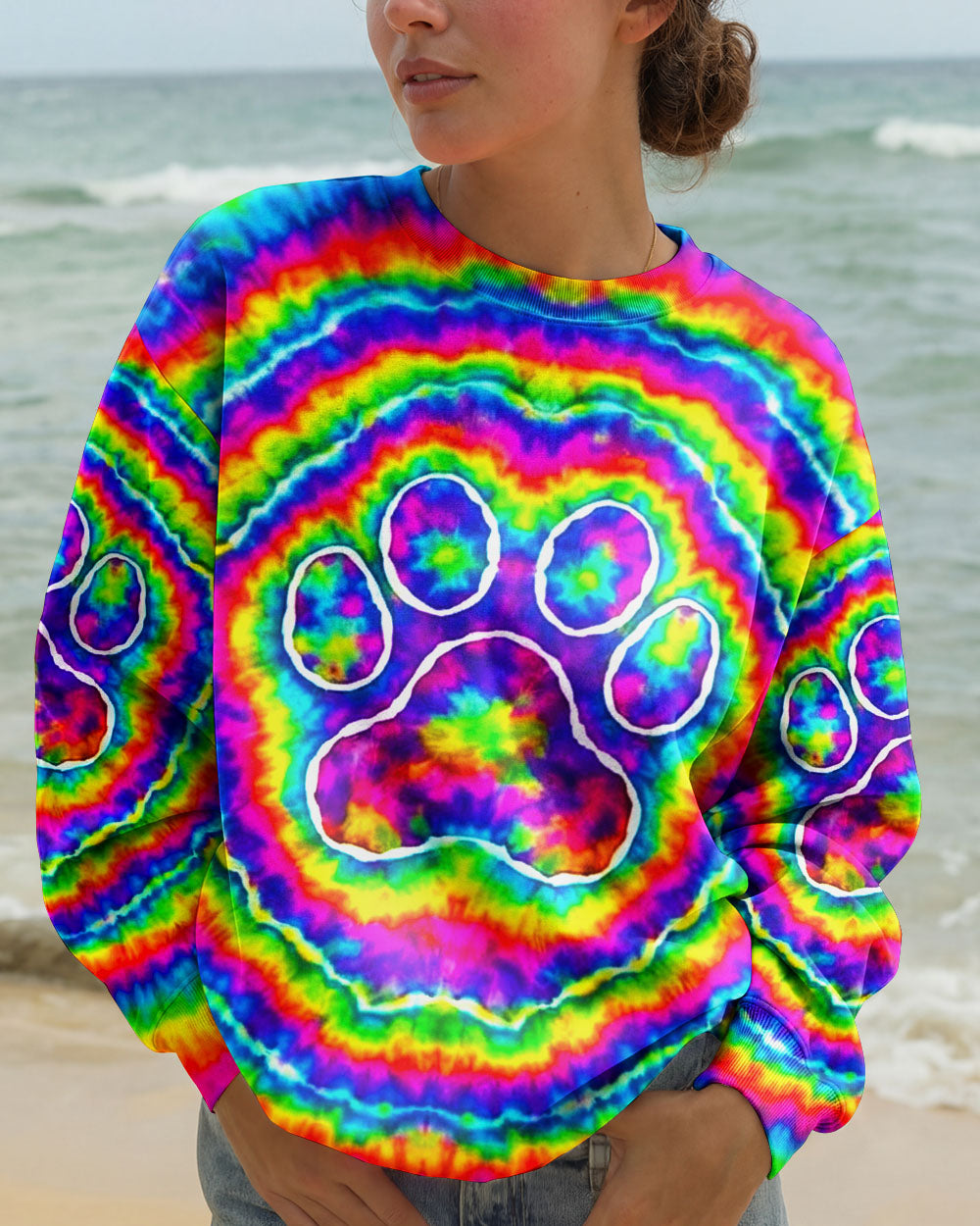 PAW PRINT COLORFUL SWIRL ALL OVER PRINT  - TLNO0501261