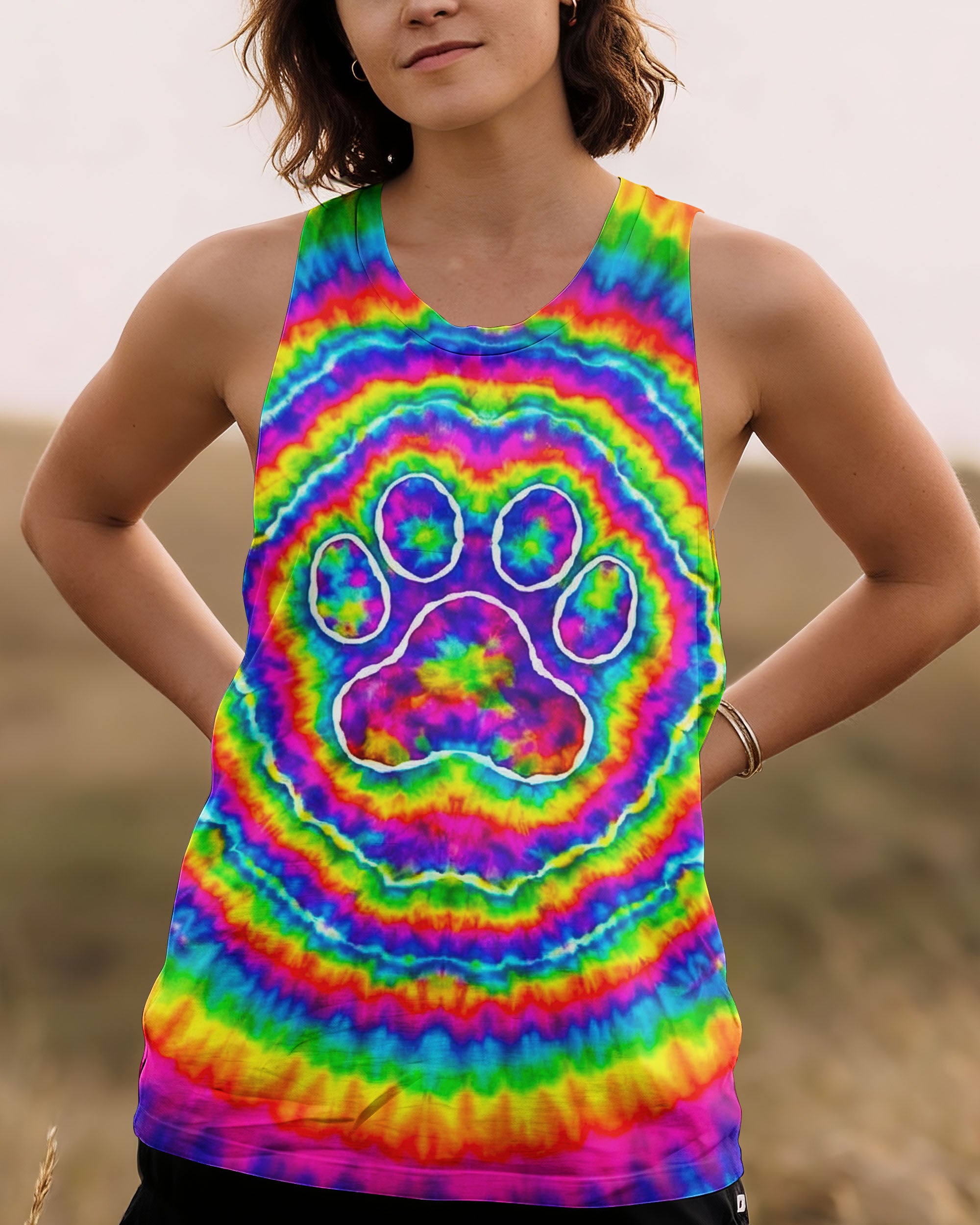 PAW PRINT COLORFUL SWIRL ALL OVER PRINT  - TLNO0501261