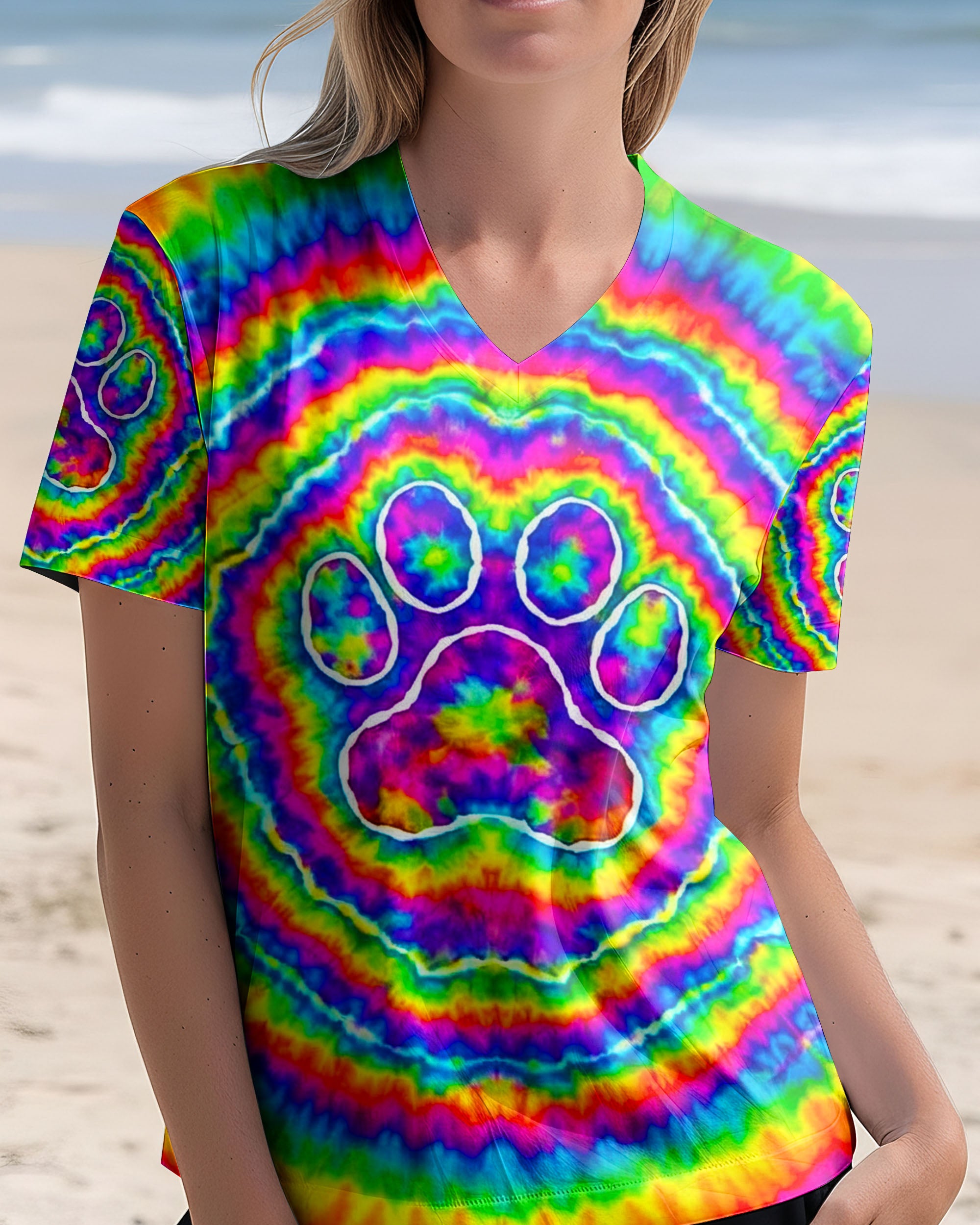 PAW PRINT COLORFUL SWIRL ALL OVER PRINT  - TLNO0501261