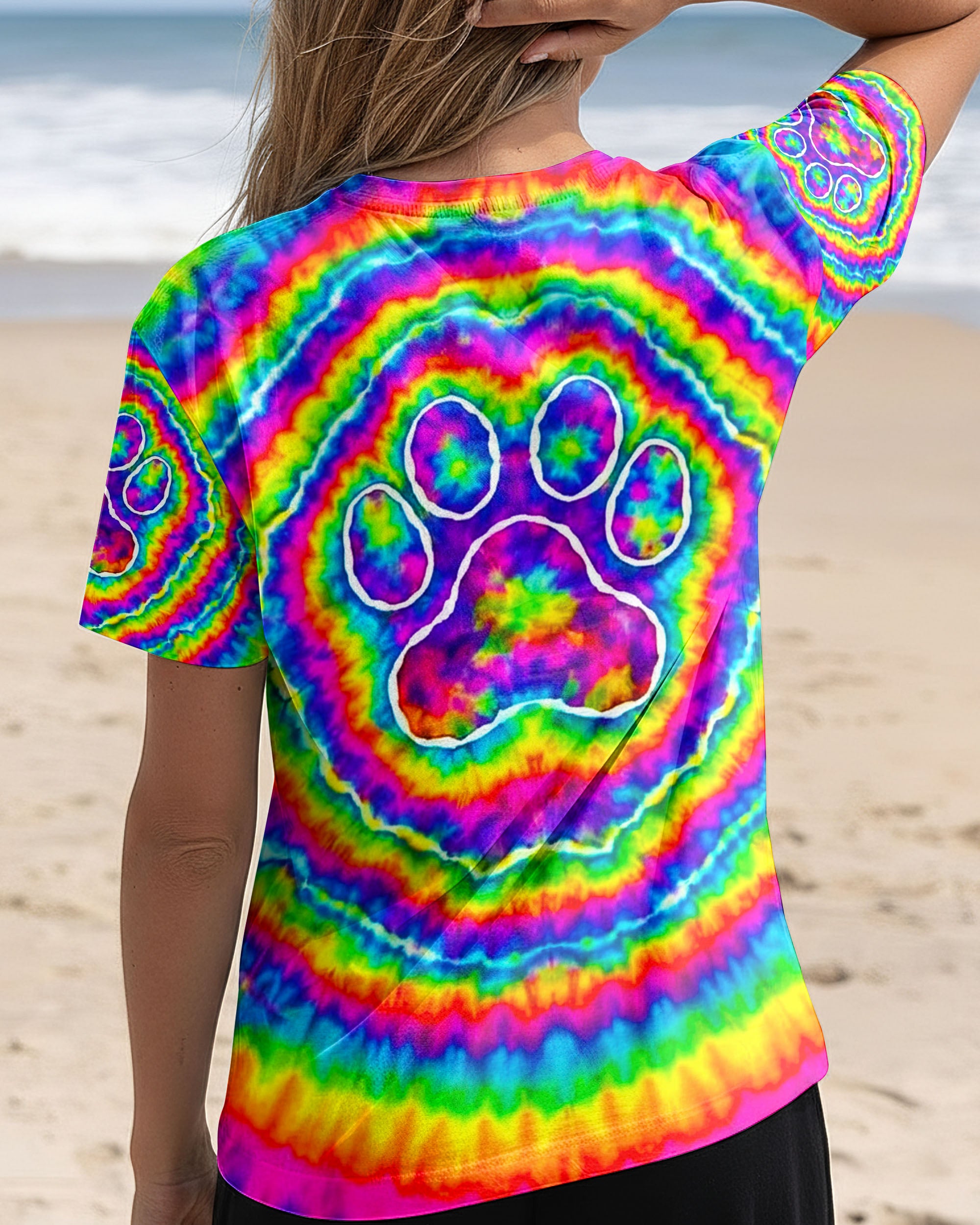 PAW PRINT COLORFUL SWIRL ALL OVER PRINT  - TLNO0501261
