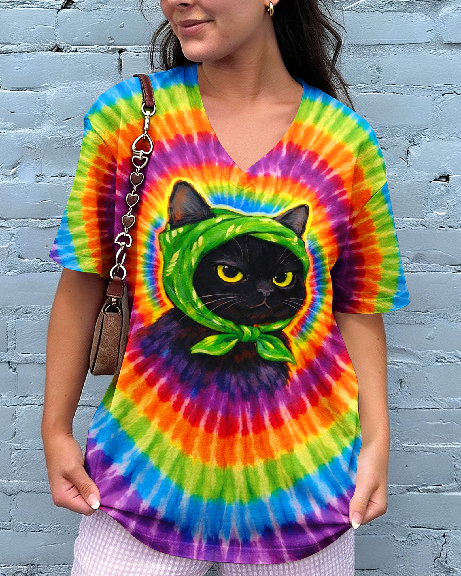 BLACK CAT HEADBAND COLORFUL SWIRL ALL OVER PRINT - TLNO0502261