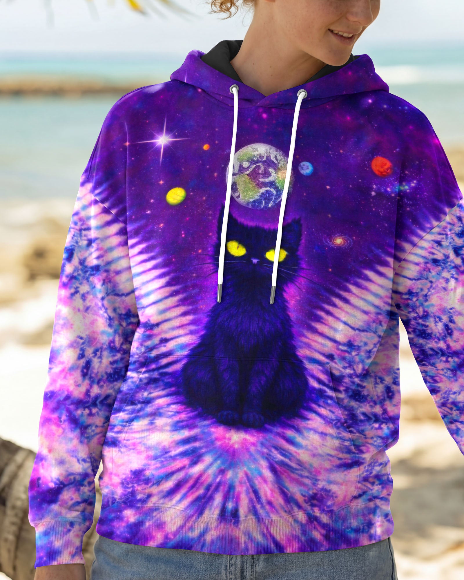 BLACK CAT V GALAXY SWIRL ALL OVER PRINT - TLTW0402261