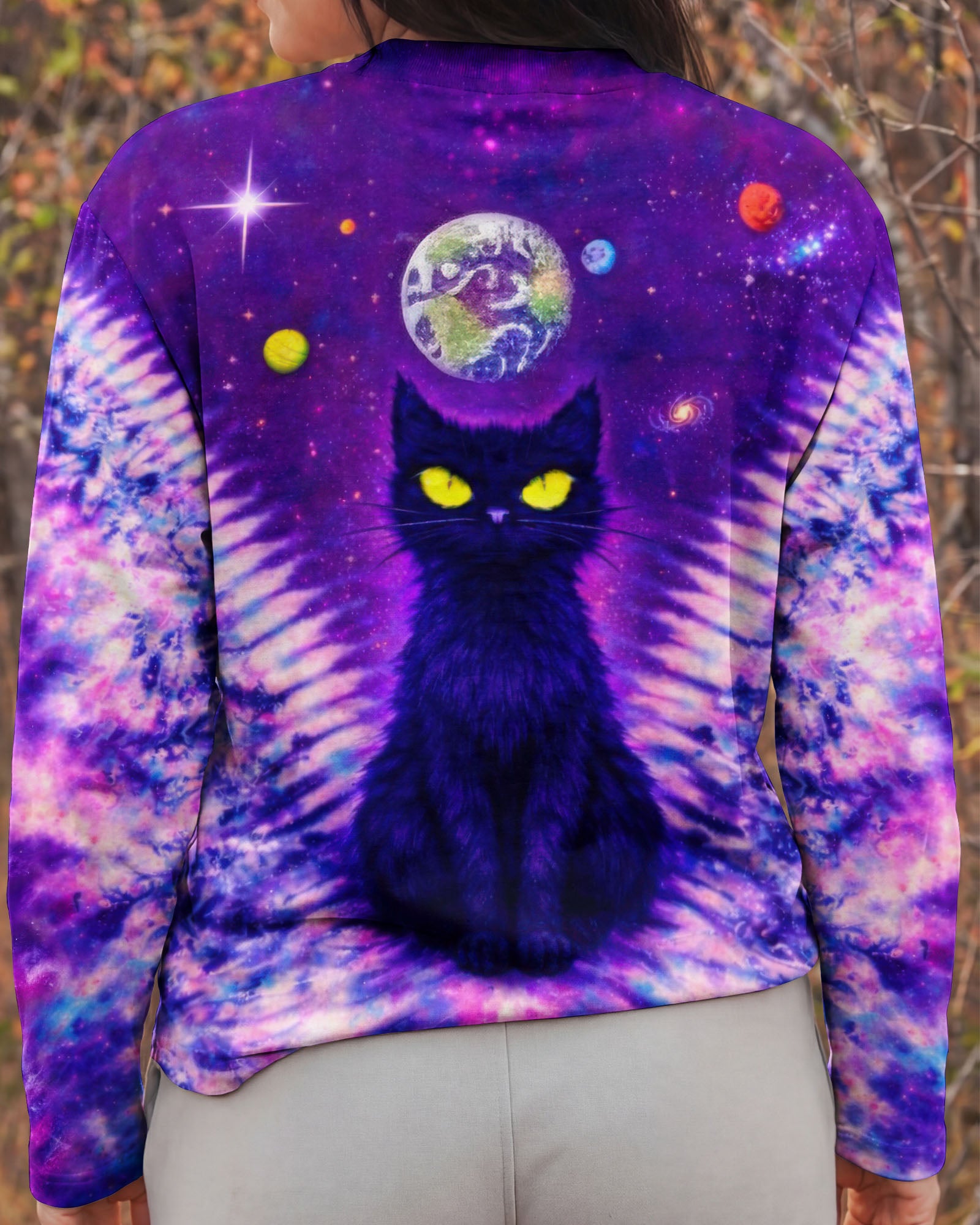 BLACK CAT V GALAXY SWIRL ALL OVER PRINT - TLTW0402261