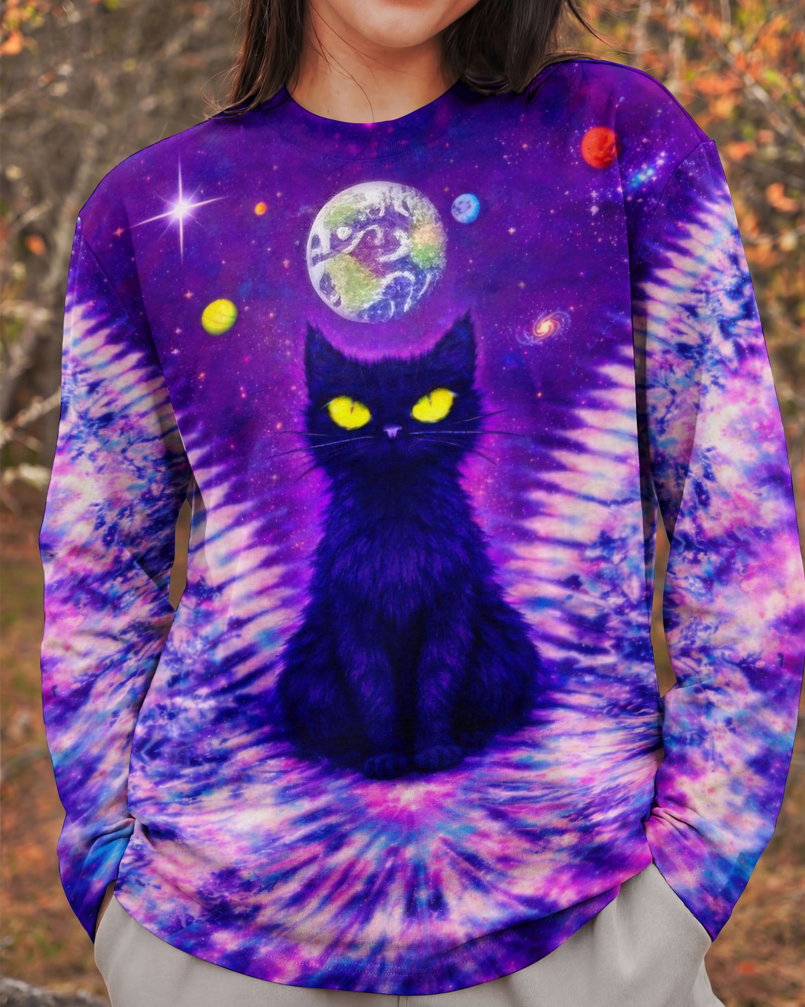 BLACK CAT V GALAXY SWIRL ALL OVER PRINT - TLTW0402261