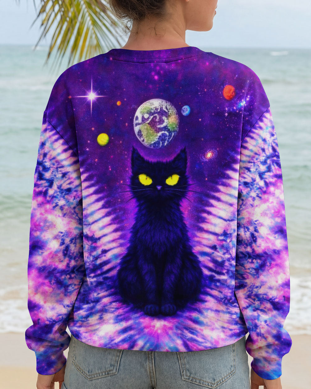 BLACK CAT V GALAXY SWIRL ALL OVER PRINT - TLTW0402261