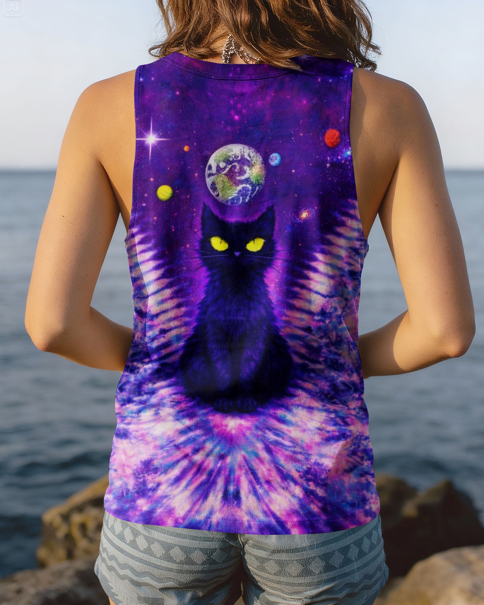 BLACK CAT V GALAXY SWIRL ALL OVER PRINT - TLTW0402261