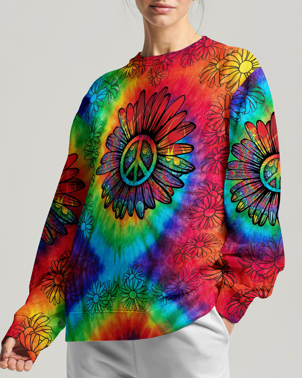 PEACE Y'ALL DAISY TIE DYE ALL OVER PRINT - TLNO0507232