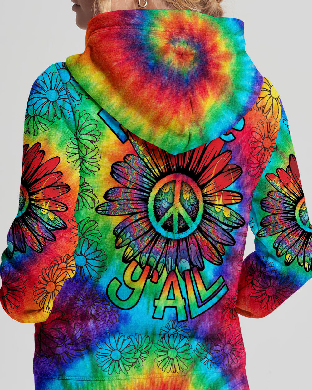 PEACE Y'ALL DAISY TIE DYE ALL OVER PRINT - TLNO0507232