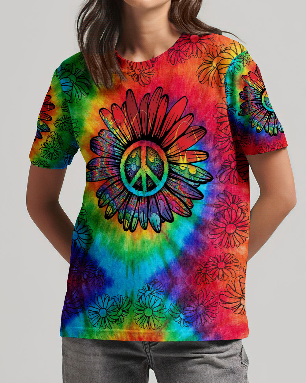 PEACE Y'ALL DAISY TIE DYE ALL OVER PRINT - TLNO0507232