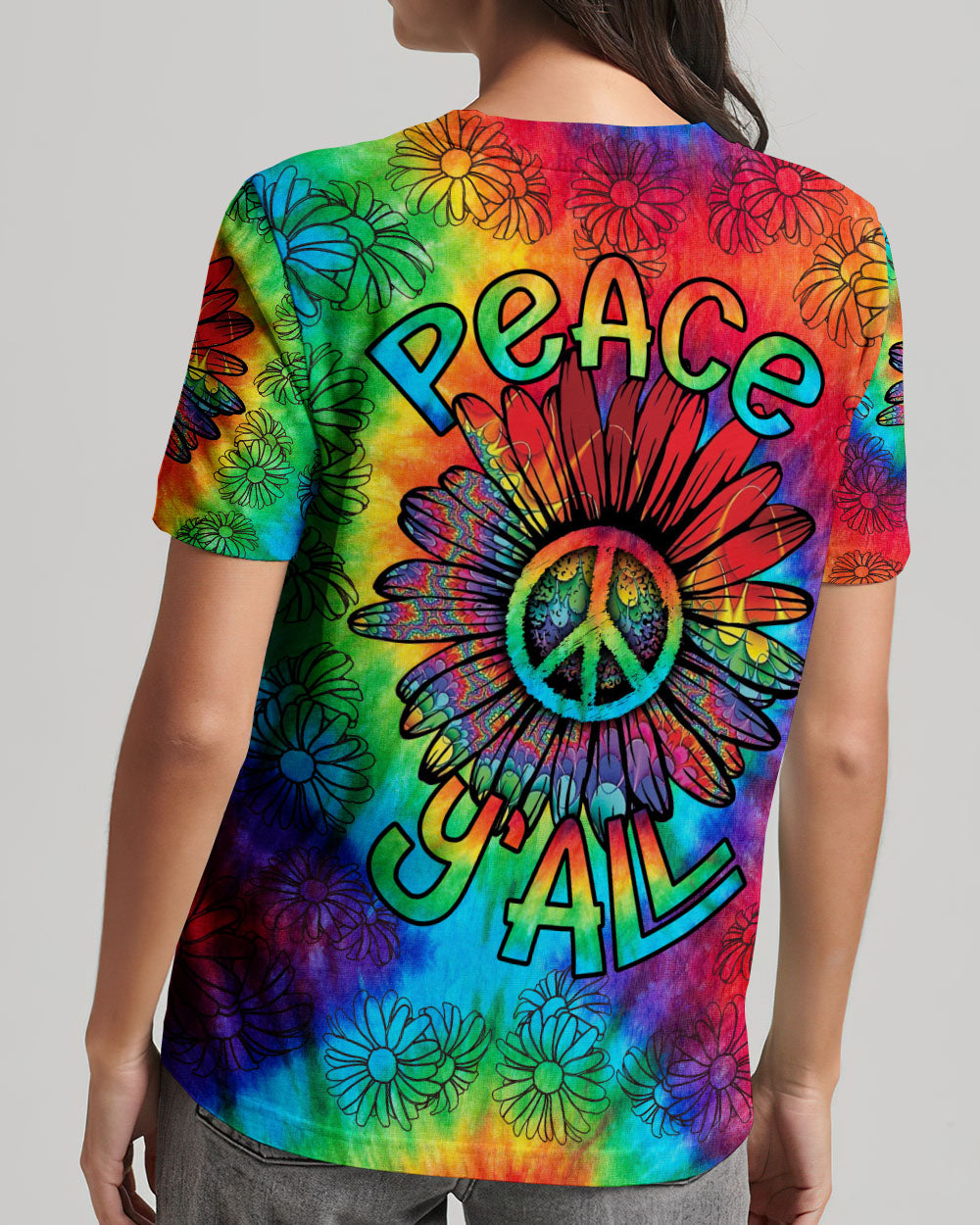PEACE Y'ALL DAISY TIE DYE ALL OVER PRINT - TLNO0507232
