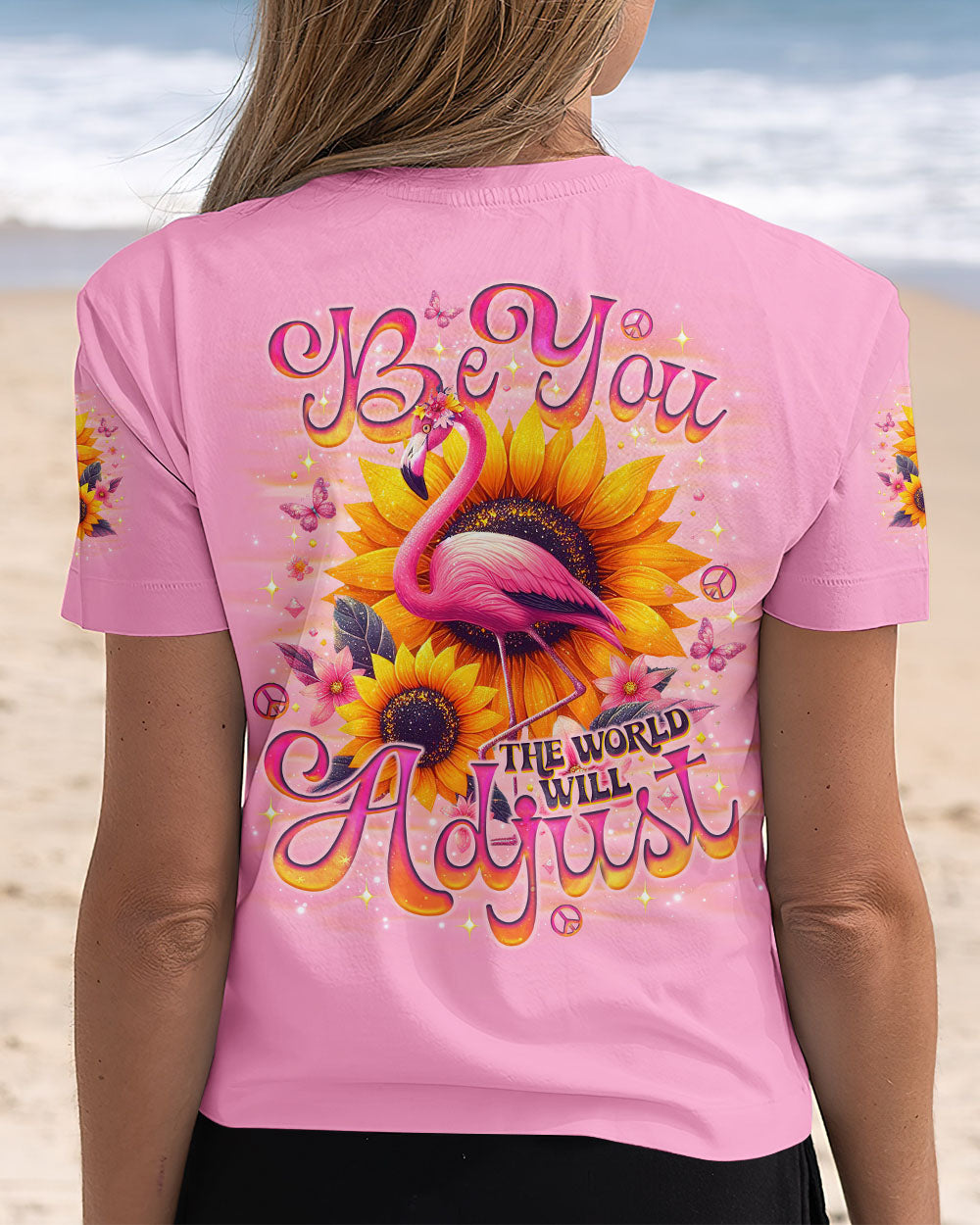 BE YOU THE WORLD WILL ADJUST FLAMINGO ALL OVER PRINT - TLNO0601251