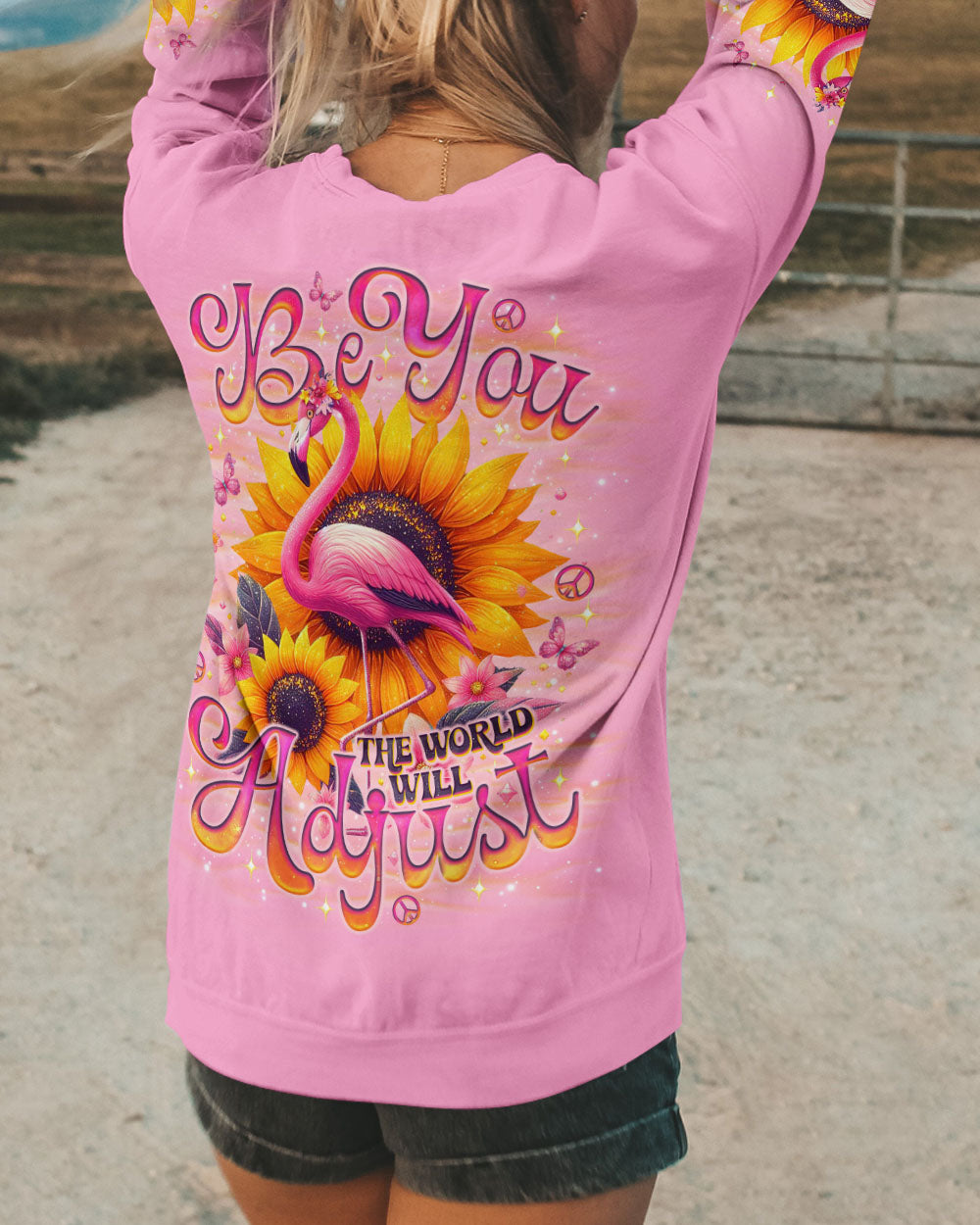 BE YOU THE WORLD WILL ADJUST FLAMINGO ALL OVER PRINT - TLNO0601251