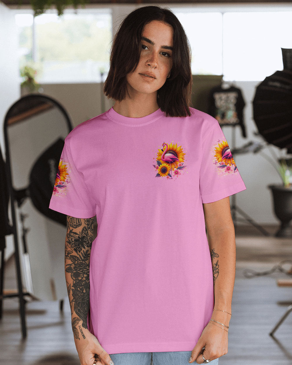 BE YOU THE WORLD WILL ADJUST FLAMINGO ALL OVER PRINT - TLNO0601251