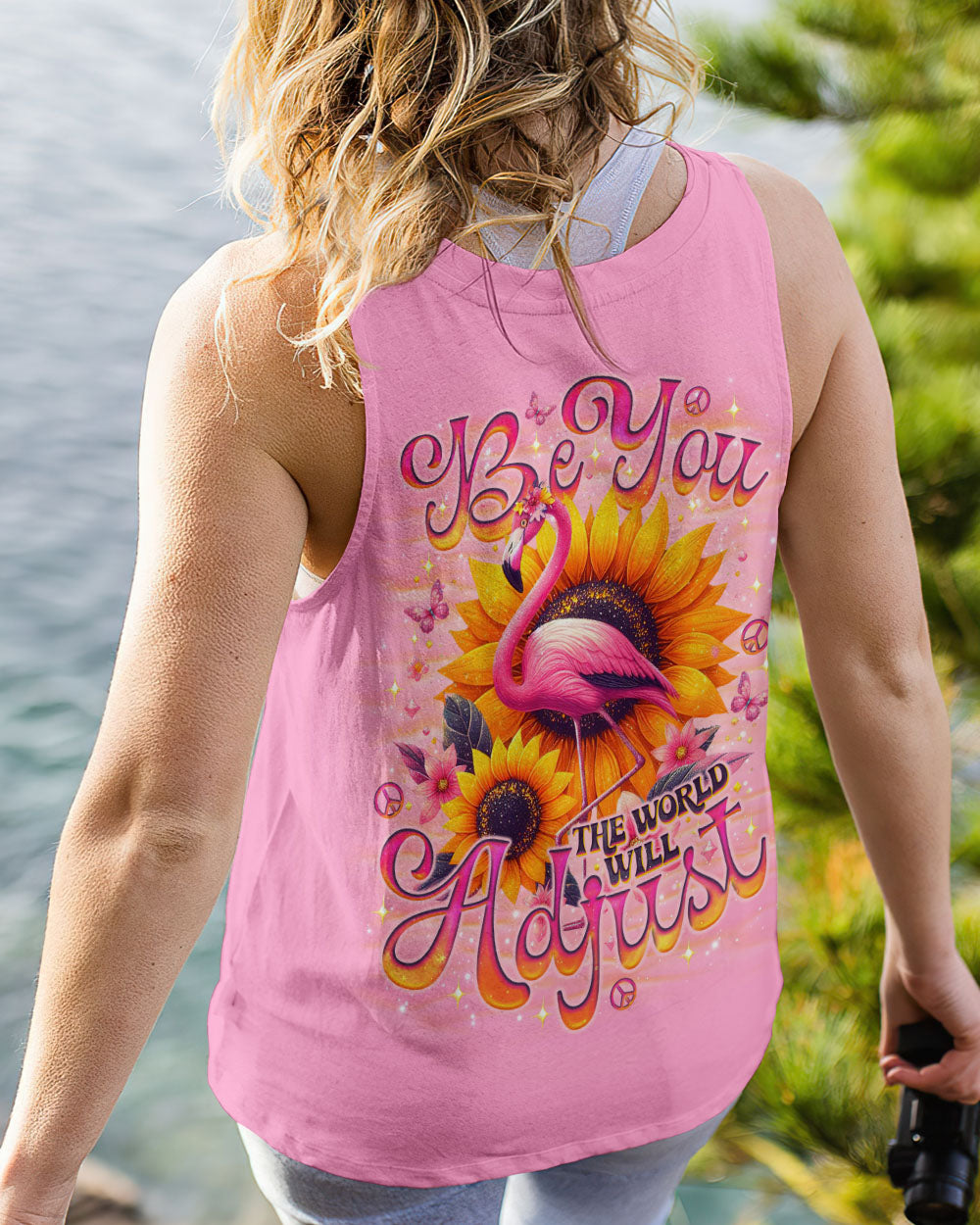 BE YOU THE WORLD WILL ADJUST FLAMINGO ALL OVER PRINT - TLNO0601251