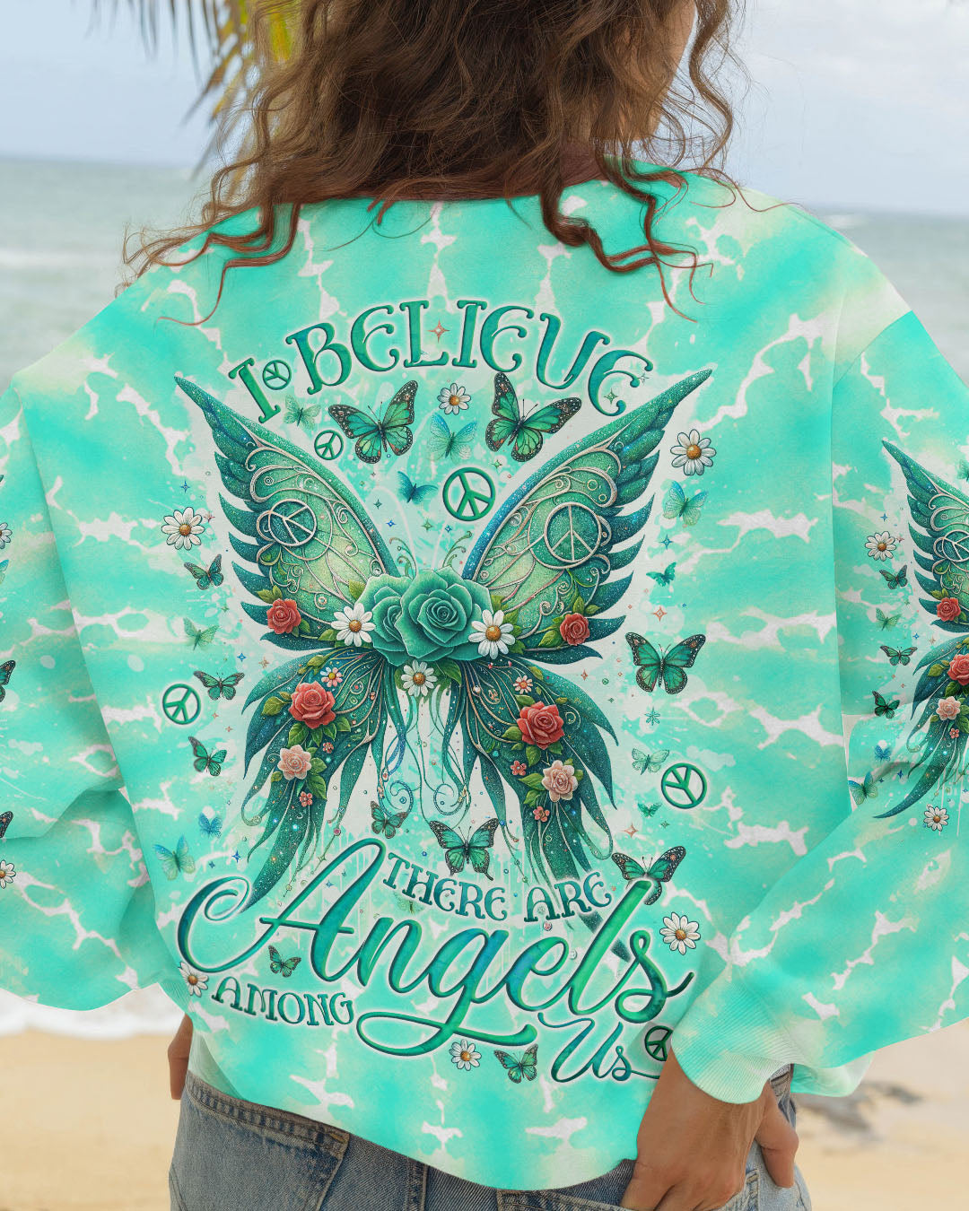 I BELIEVE THERE ARE ANGELS AMONG US WINGS TIE DYE ALL OVER PRINT - TLNO1001251