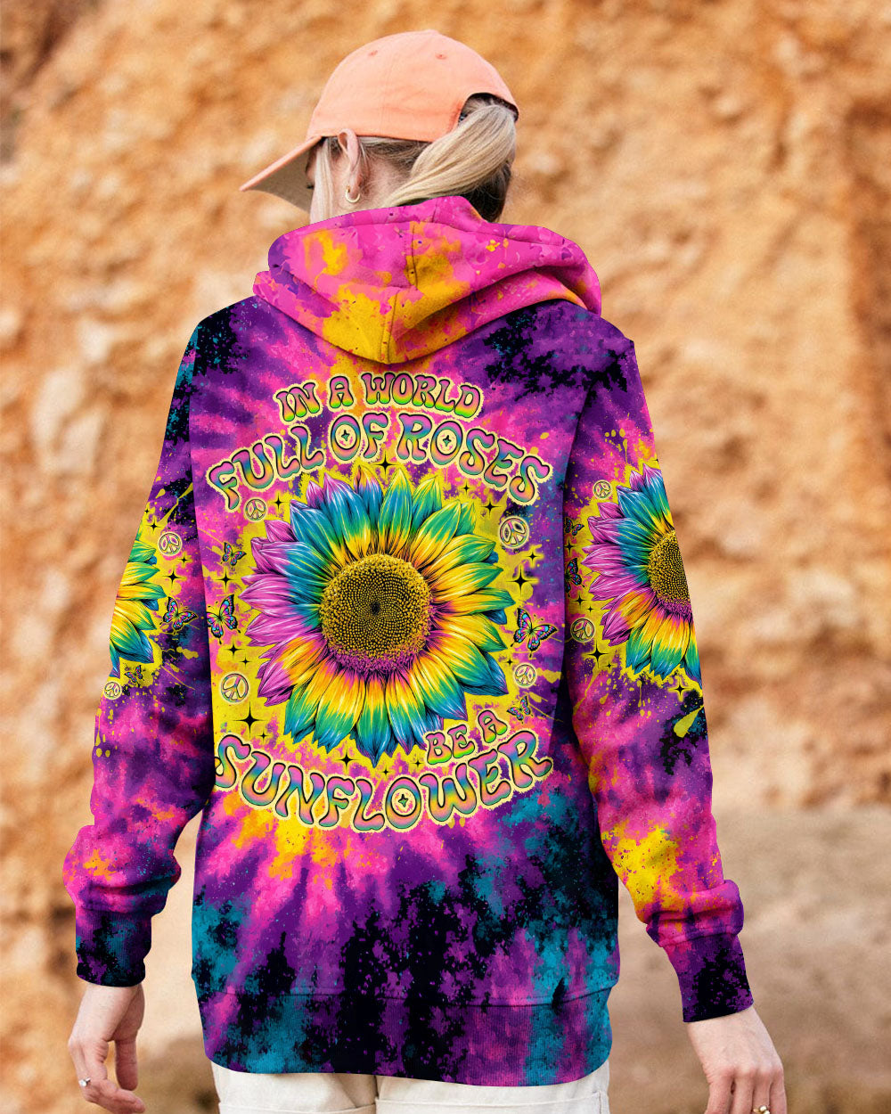 IN A WORLD FULL OF ROSES BE A SUNFLOWER TIE DYE ALL OVER PRINT - TLNO1006251