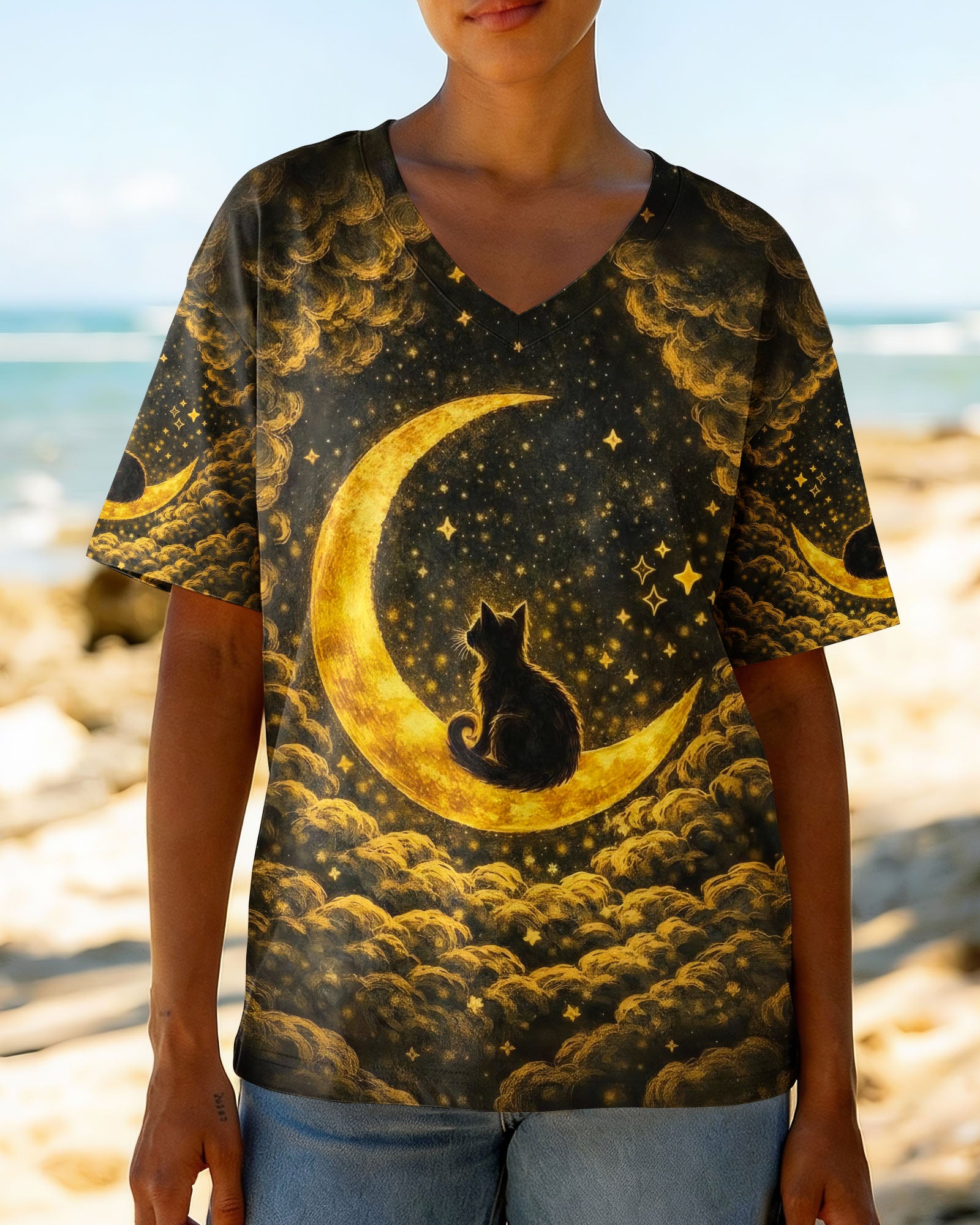 HELLO DARKNESS MY OLD FRIEND MOON CAT ALL OVER PRINT - TLNO1102261
