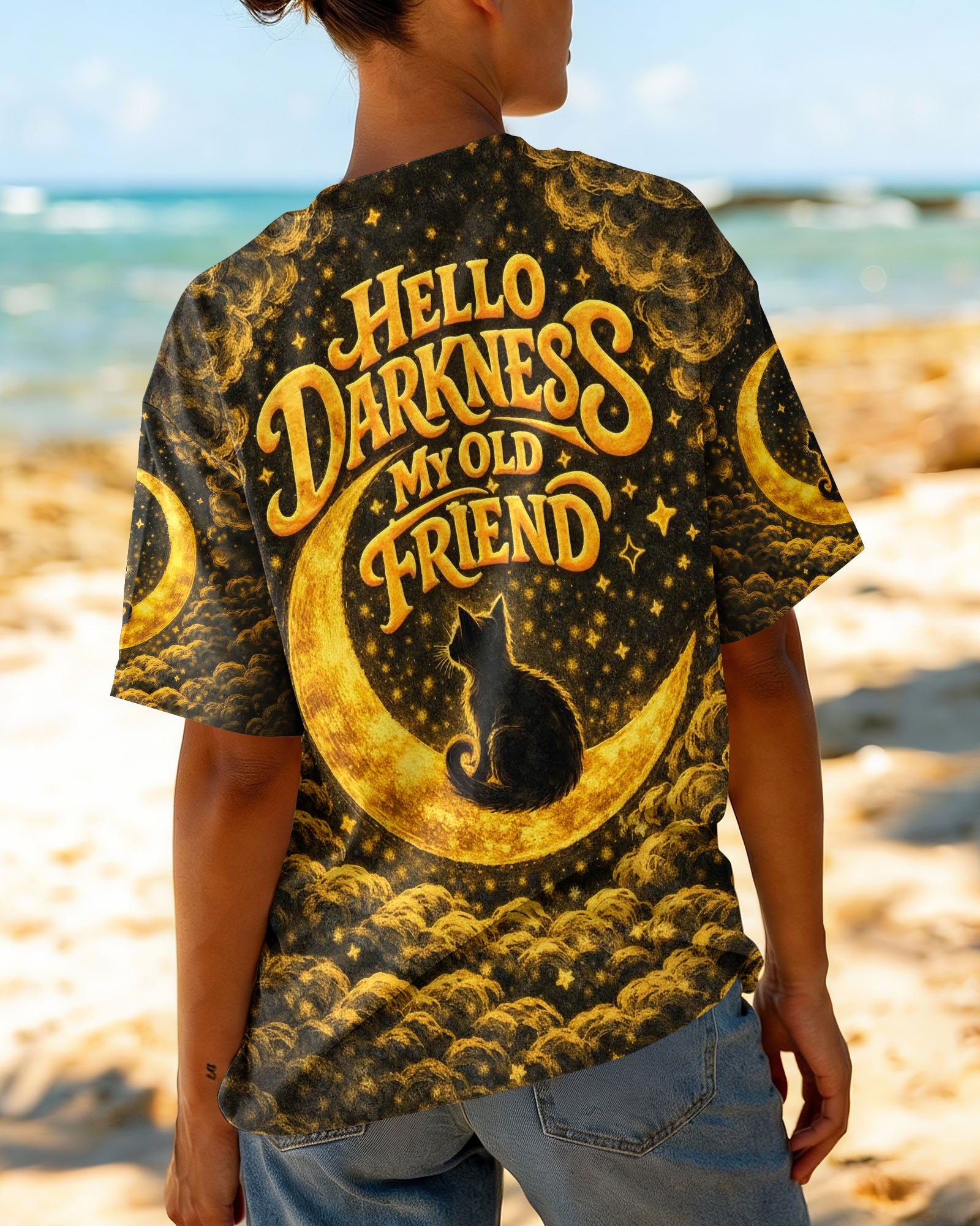HELLO DARKNESS MY OLD FRIEND MOON CAT ALL OVER PRINT - TLNO1102261