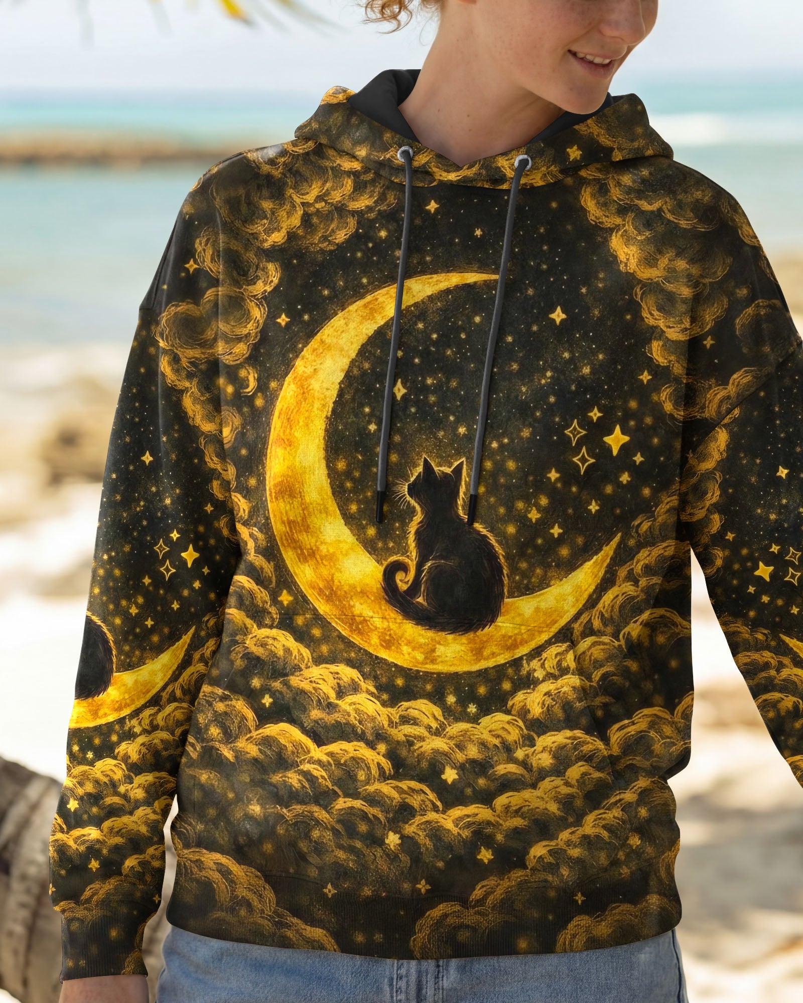 HELLO DARKNESS MY OLD FRIEND MOON CAT ALL OVER PRINT - TLNO1102261
