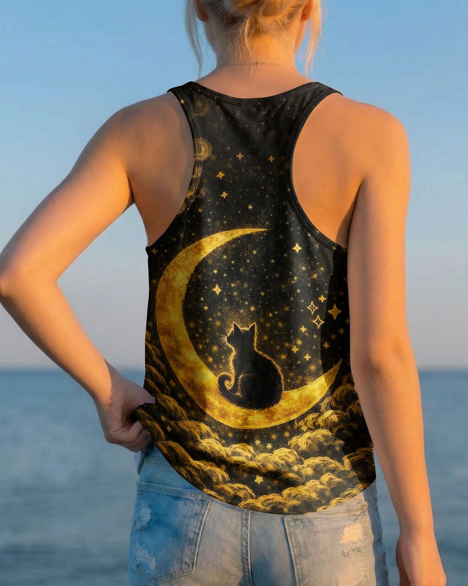 HELLO DARKNESS MY OLD FRIEND MOON CAT ALL OVER PRINT - TLNO1102261