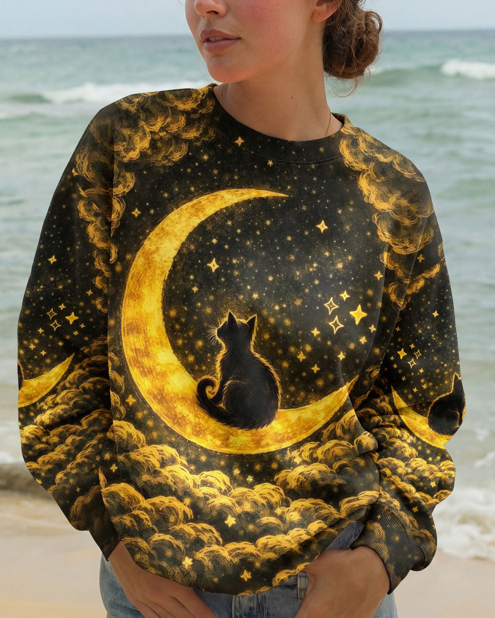 HELLO DARKNESS MY OLD FRIEND MOON CAT ALL OVER PRINT - TLNO1102261