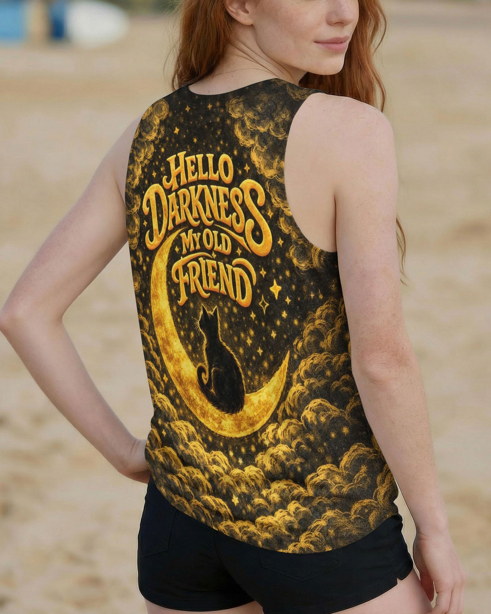 HELLO DARKNESS MY OLD FRIEND MOON CAT ALL OVER PRINT - TLNO1102261