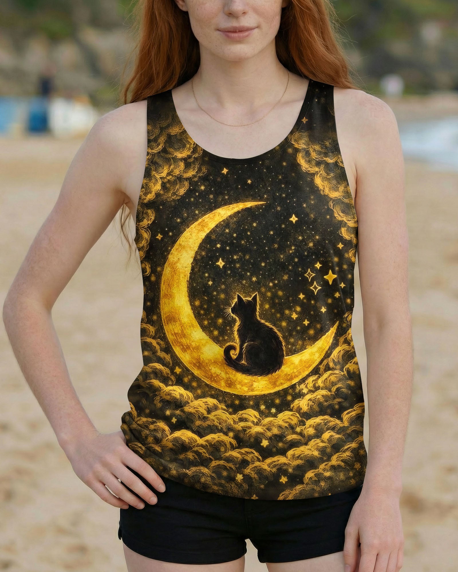 HELLO DARKNESS MY OLD FRIEND MOON CAT ALL OVER PRINT - TLNO1102261