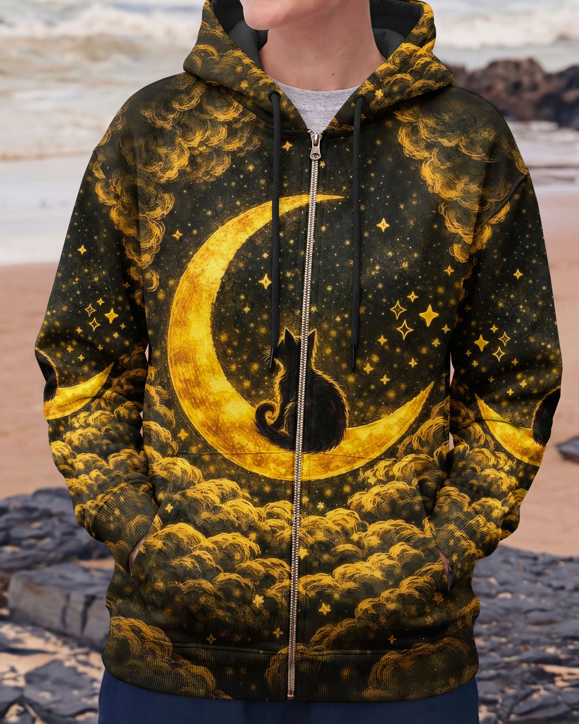 HELLO DARKNESS MY OLD FRIEND MOON CAT ALL OVER PRINT - TLNO1102261