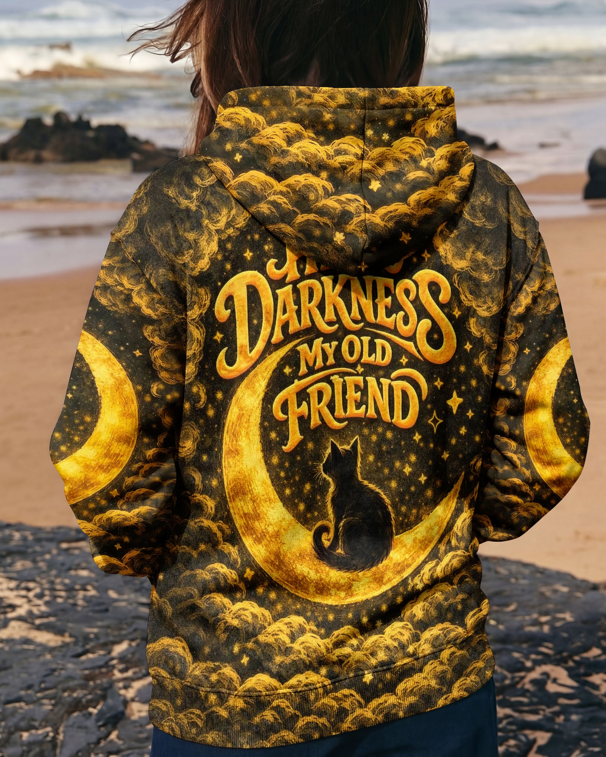 HELLO DARKNESS MY OLD FRIEND MOON CAT ALL OVER PRINT - TLNO1102261