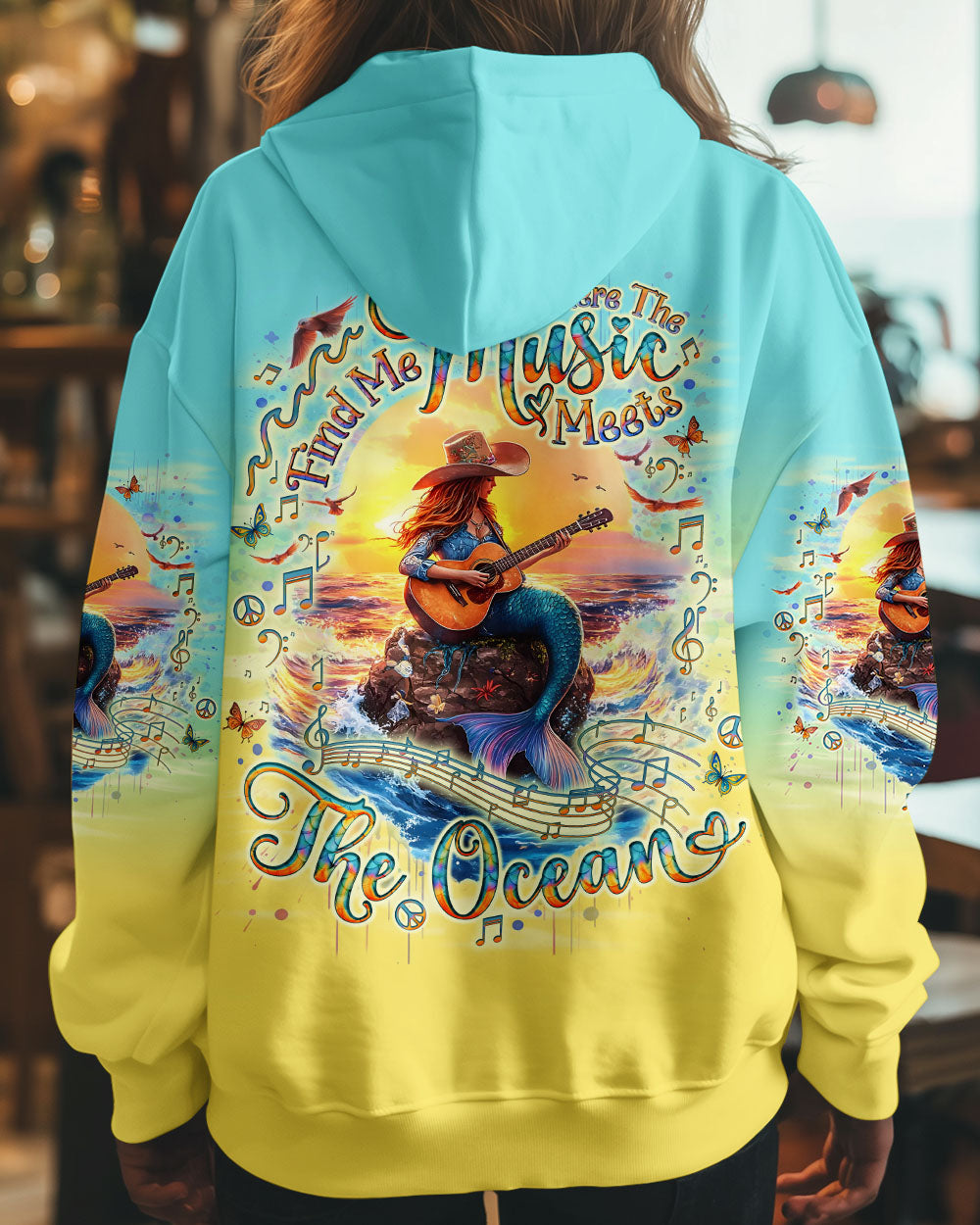 FIND ME WHERE THE MUSIC MEETS THE OCEAN MERMAID GUITAR ALL OVER PRINT - TLNO1104251