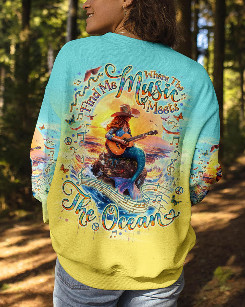 FIND ME WHERE THE MUSIC MEETS THE OCEAN MERMAID GUITAR ALL OVER PRINT - TLNO1104251