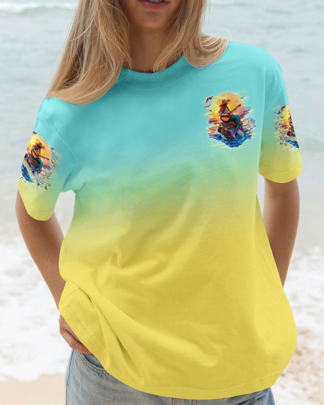 FIND ME WHERE THE MUSIC MEETS THE OCEAN MERMAID GUITAR ALL OVER PRINT - TLNO1104251
