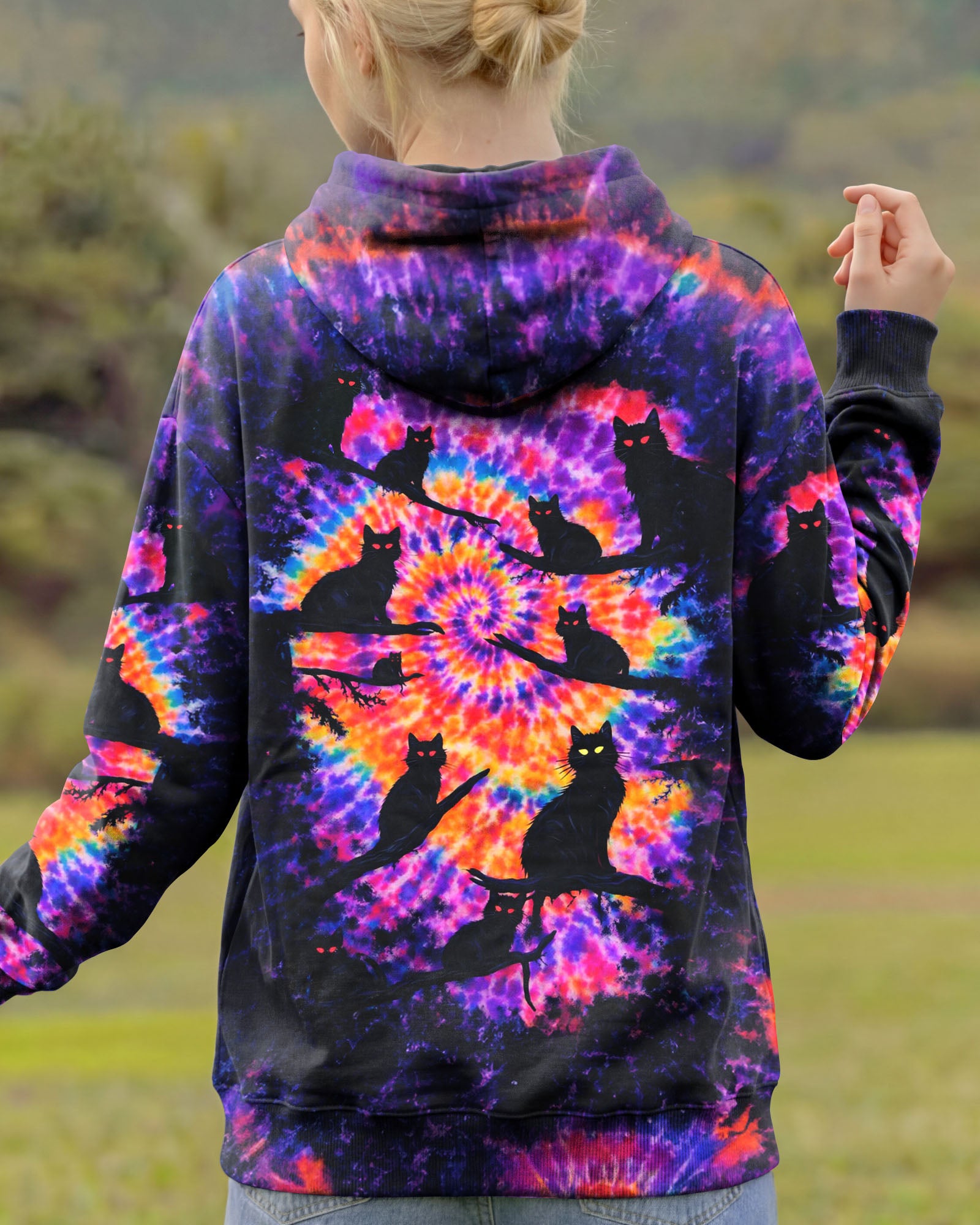 BLACK CAT IN THE DARK SWIRL ALL OVER PRINT - TLNO1201261