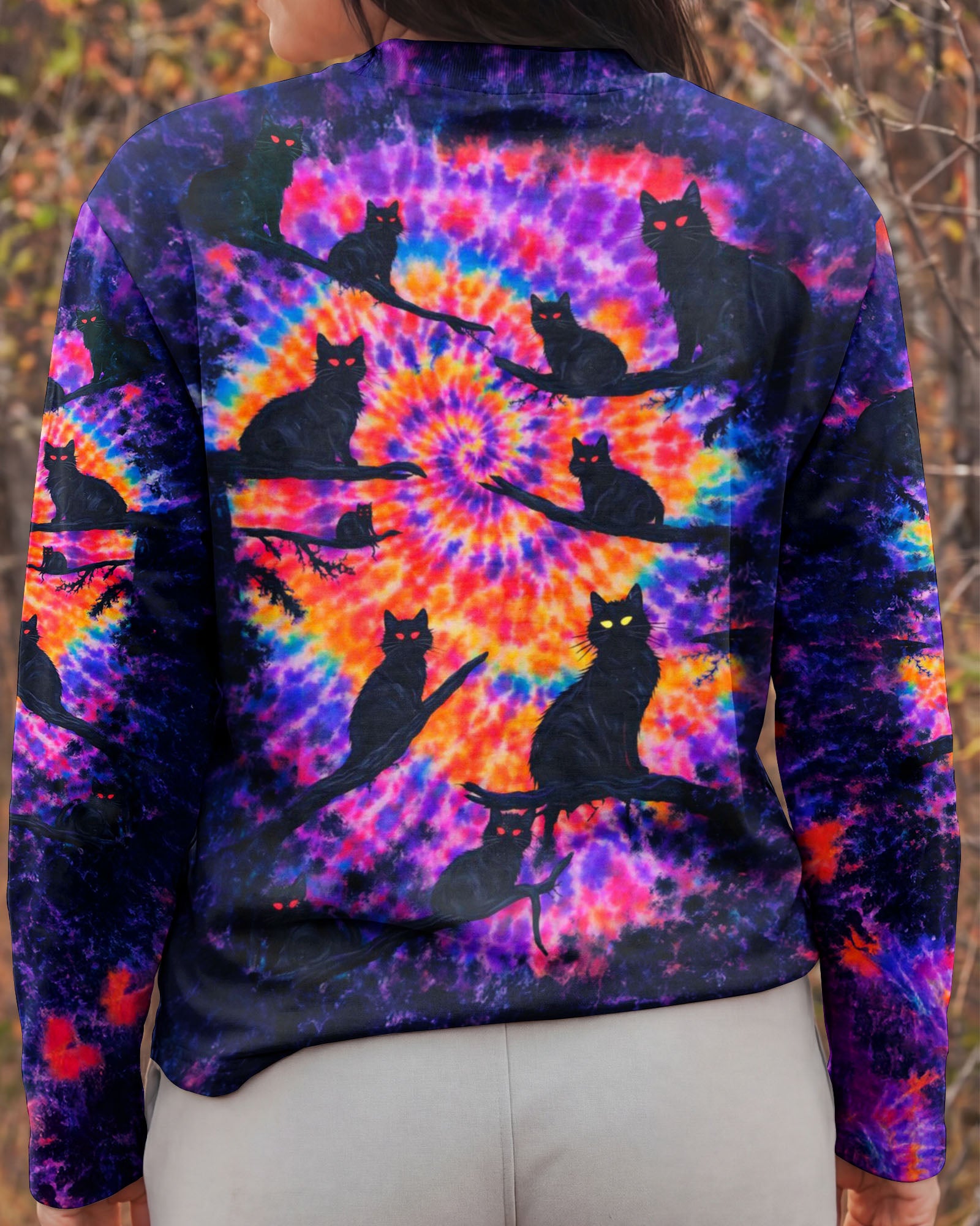 BLACK CAT IN THE DARK SWIRL ALL OVER PRINT - TLNO1201261