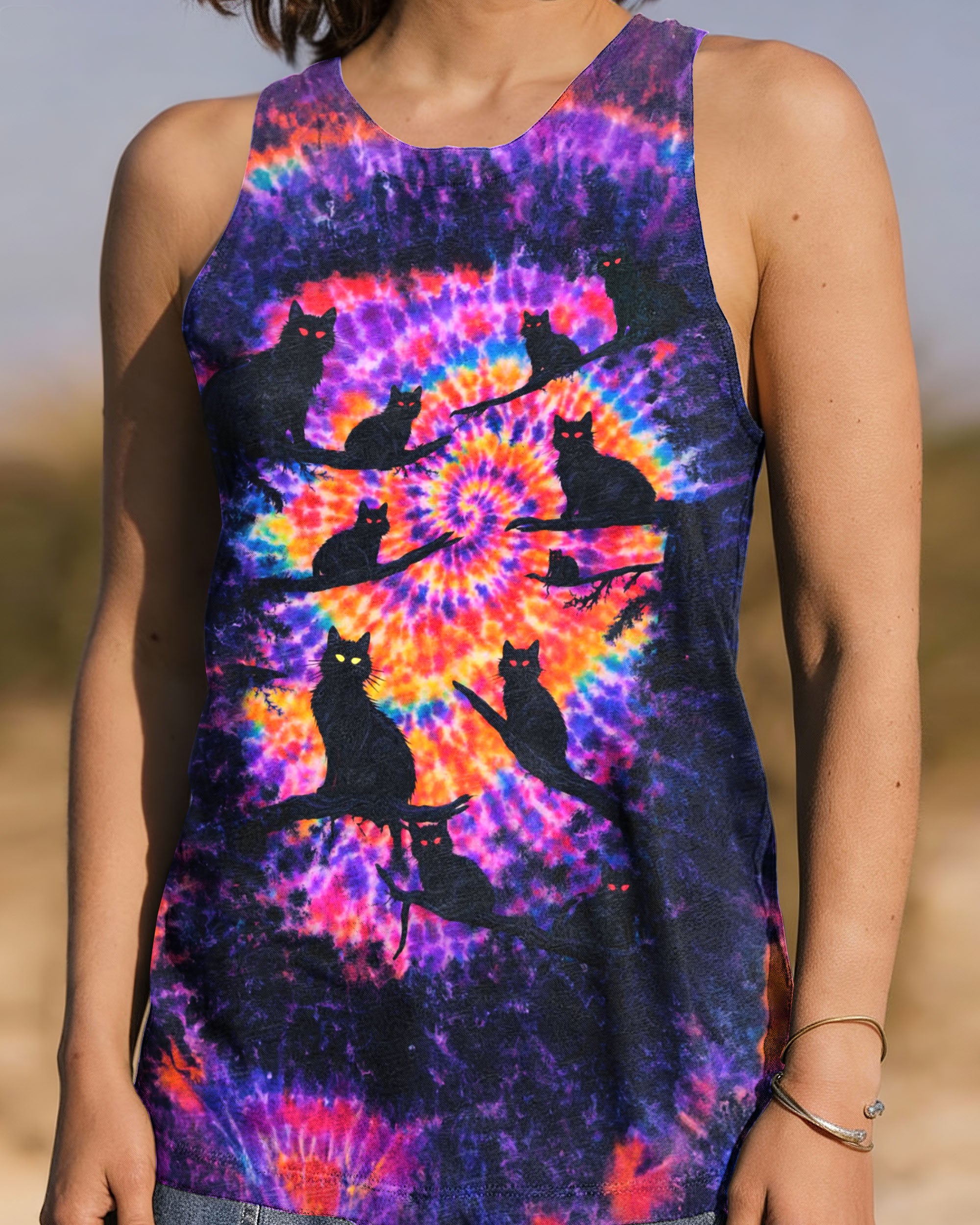 BLACK CAT IN THE DARK SWIRL ALL OVER PRINT - TLNO1201261