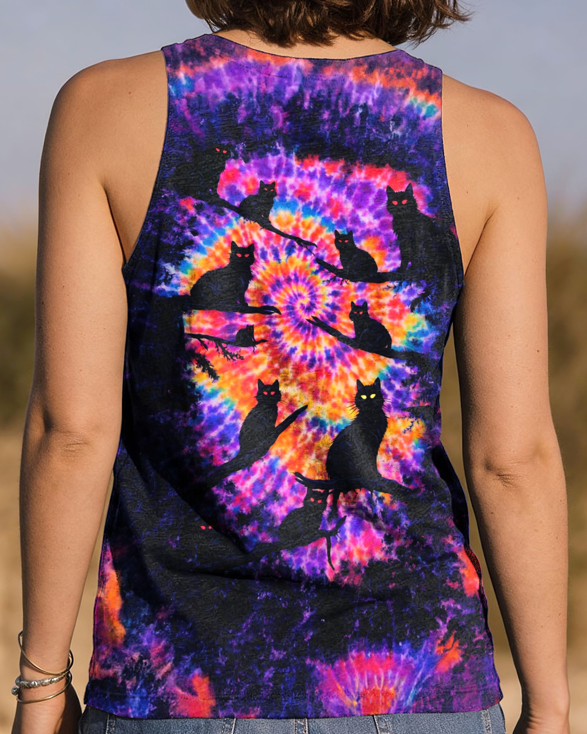 BLACK CAT IN THE DARK SWIRL ALL OVER PRINT - TLNO1201261