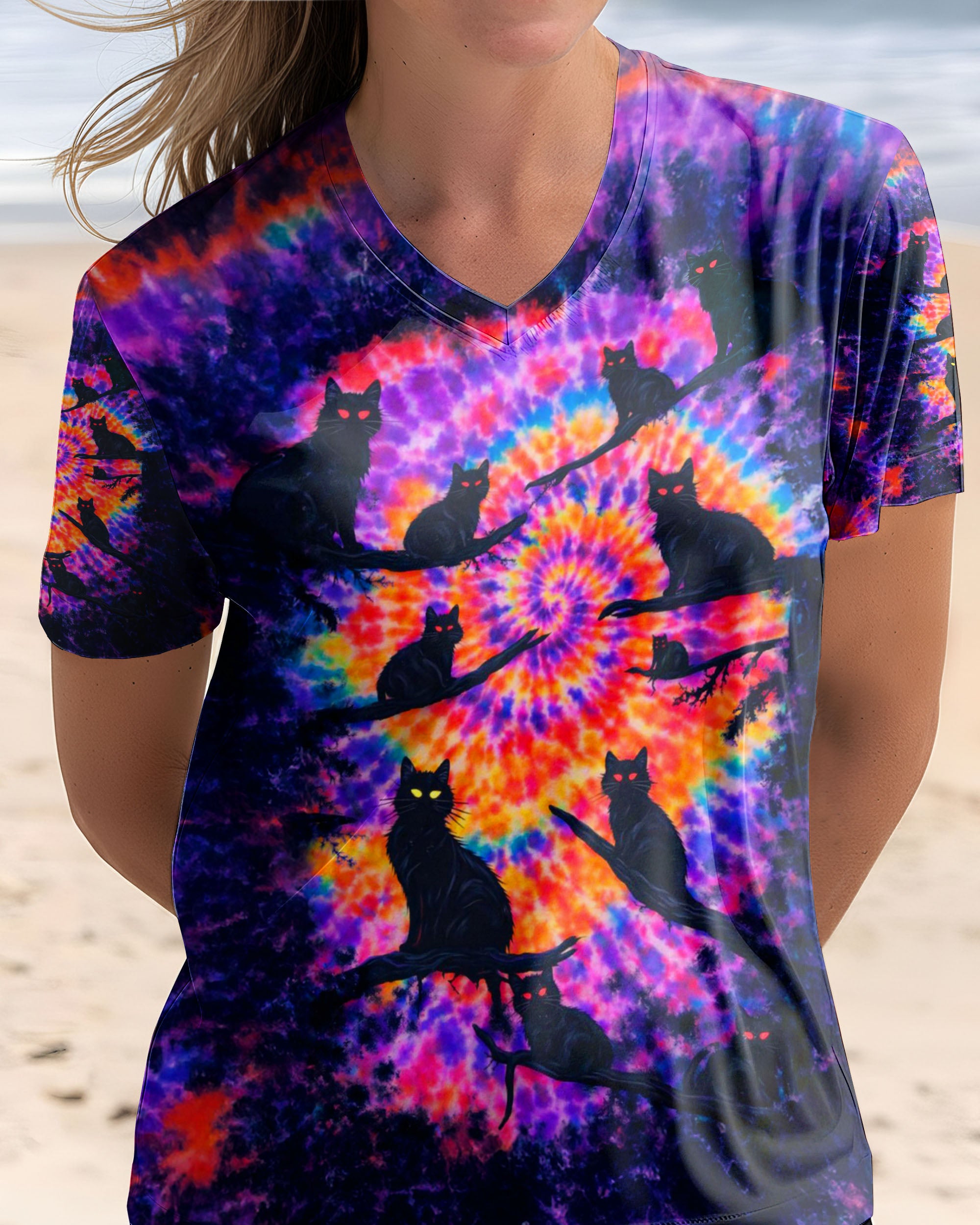 BLACK CAT IN THE DARK SWIRL ALL OVER PRINT - TLNO1201261